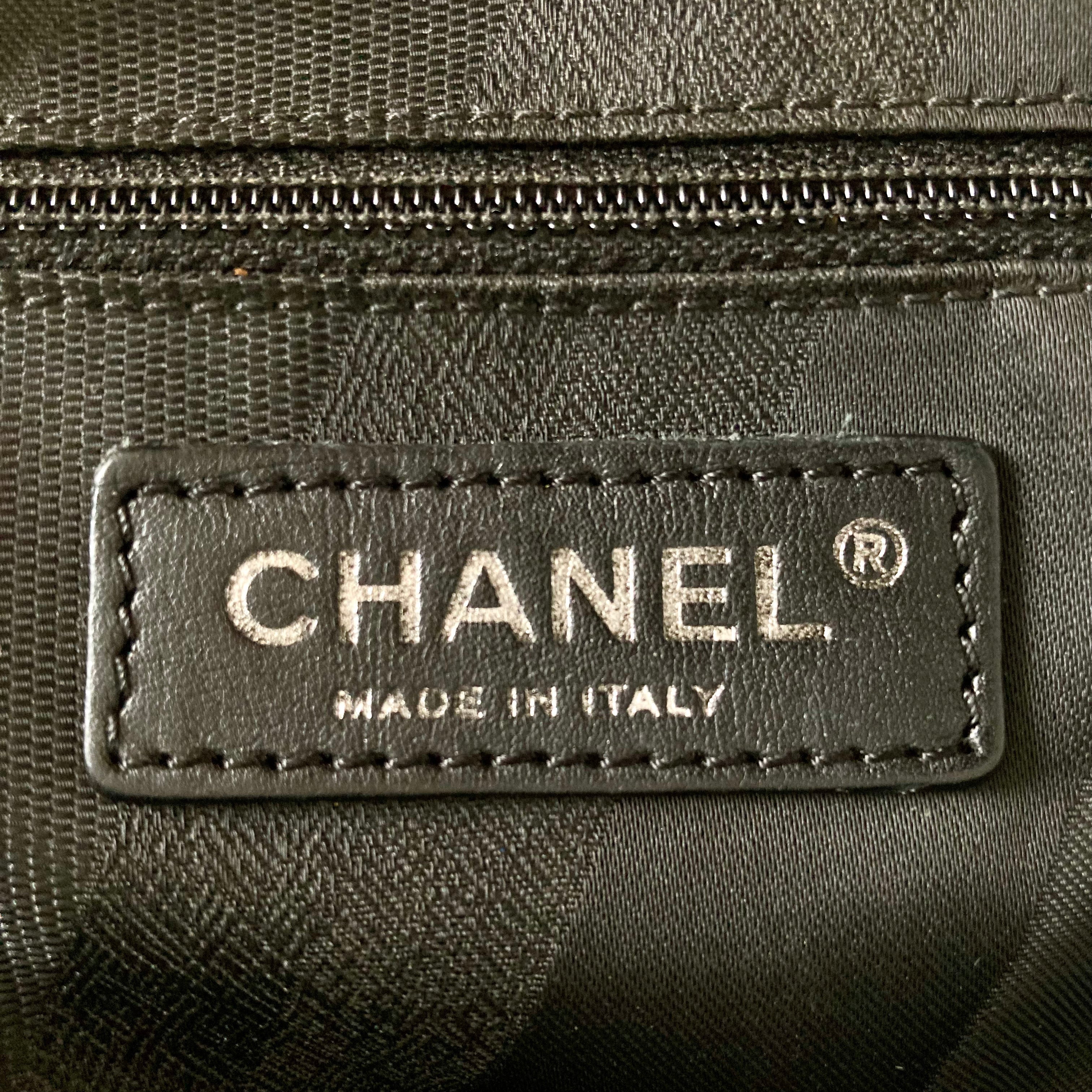 Chanel Glazed Calfskin Lambskin Quilted Portobello Tote Black/Grey