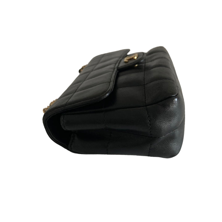 Chanel Lambskin Quilted Mini Chocolate Bar Camellia Flap Black