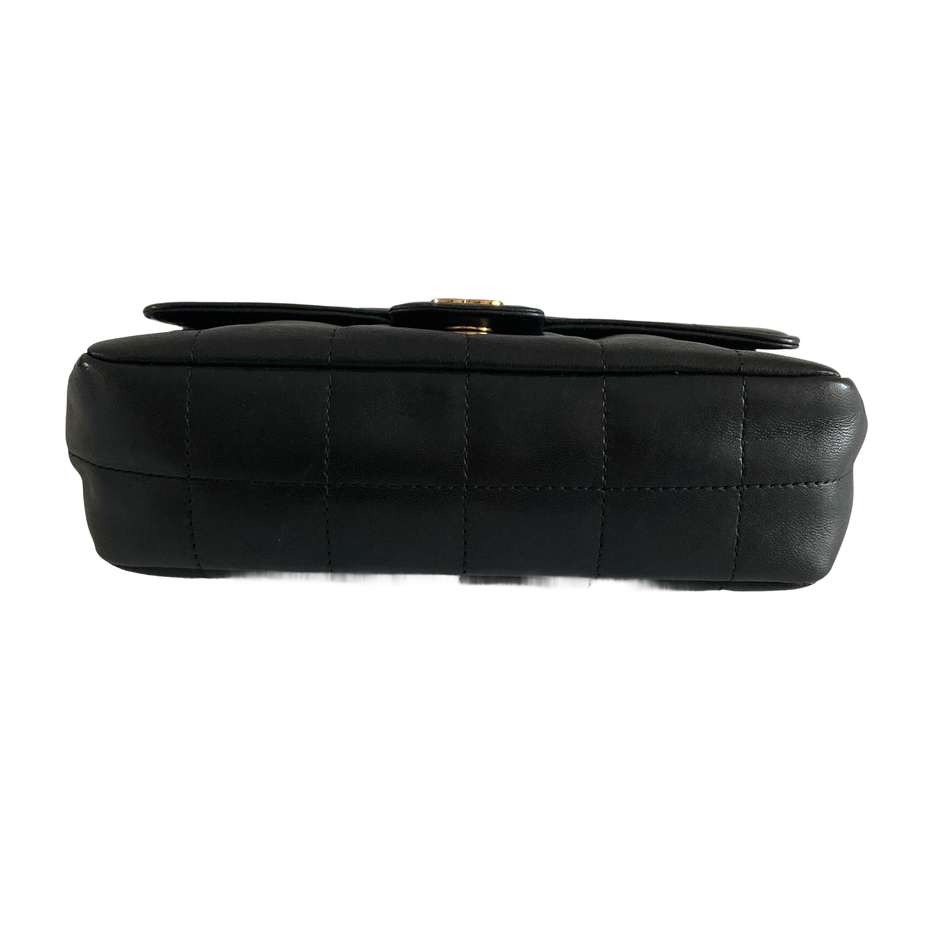 Chanel Lambskin Quilted Mini Chocolate Bar Camellia Flap Black