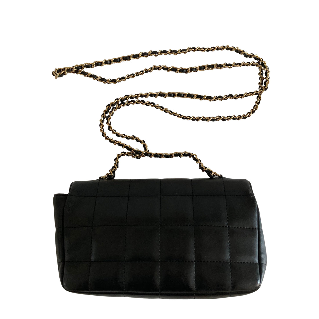 Chanel Lambskin Quilted Mini Chocolate Bar Camellia Flap Black