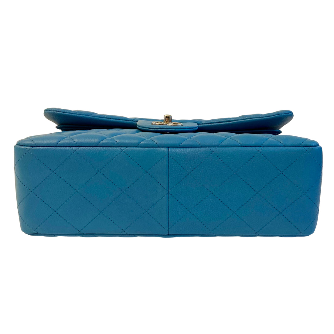 Chanel Caviar Quilted Double Flap Jumbo Blue SHW (18***62)