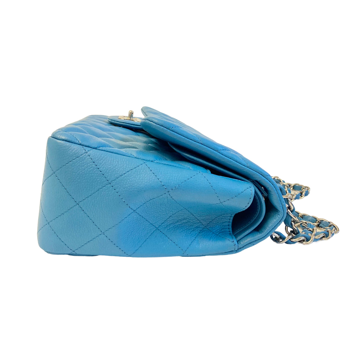 Chanel Caviar Quilted Double Flap Jumbo Blue SHW (18***62)