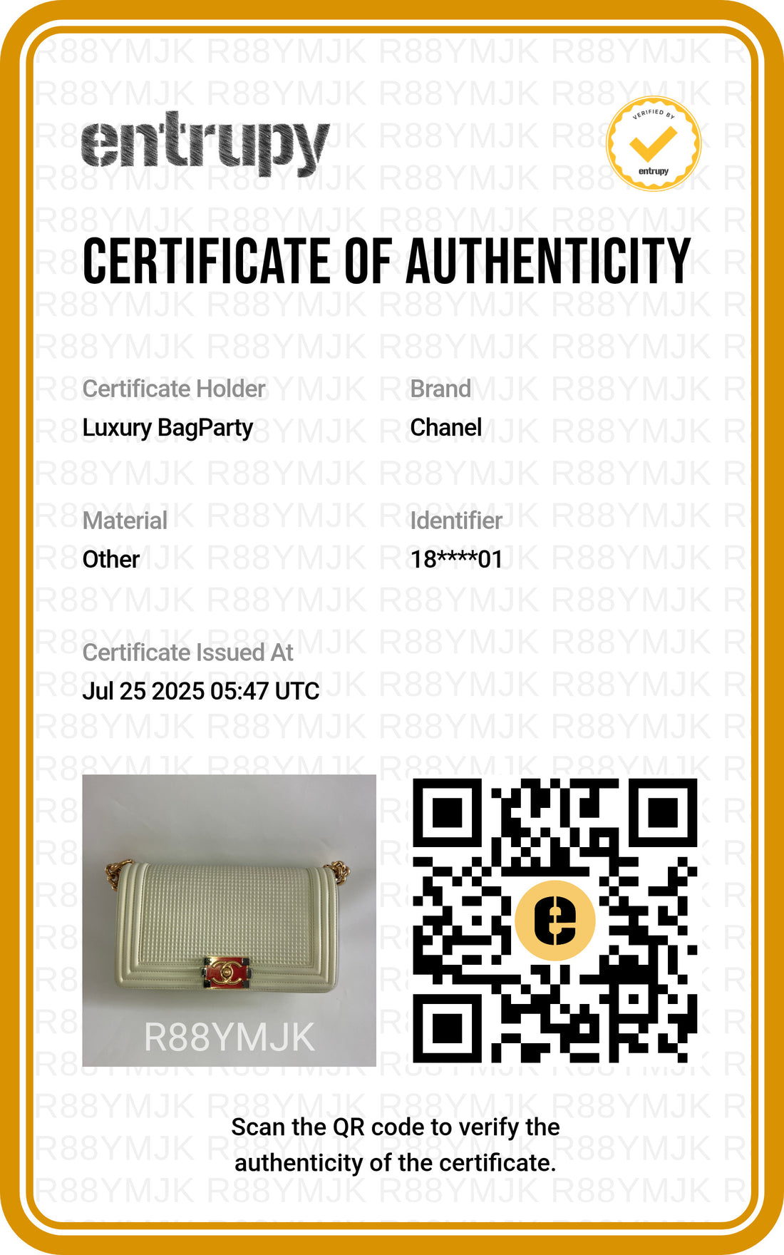 Chanel Lambskin Embossed Medium Boy Cube Flap Cream (18***01)