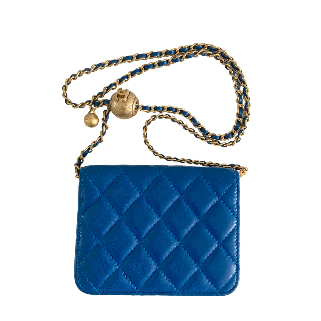 Chanel Lambskin Pearl Crush With Chain Blue GHW (30***31)
