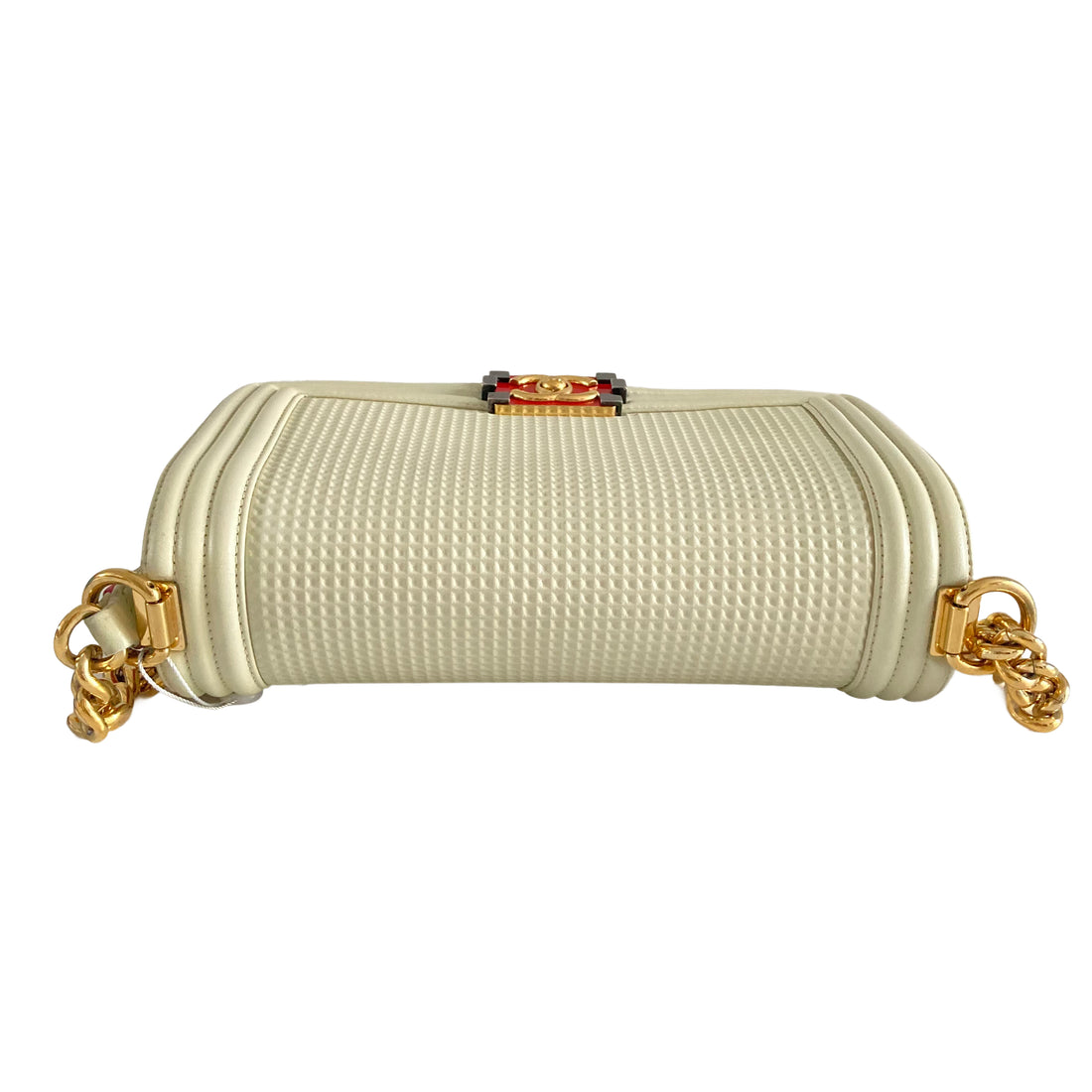 Chanel Lambskin Embossed Medium Boy Cube Flap Cream (18***01)