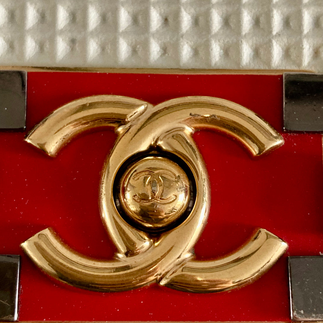 Chanel Lambskin Embossed Medium Boy Cube Flap Cream (18***01)