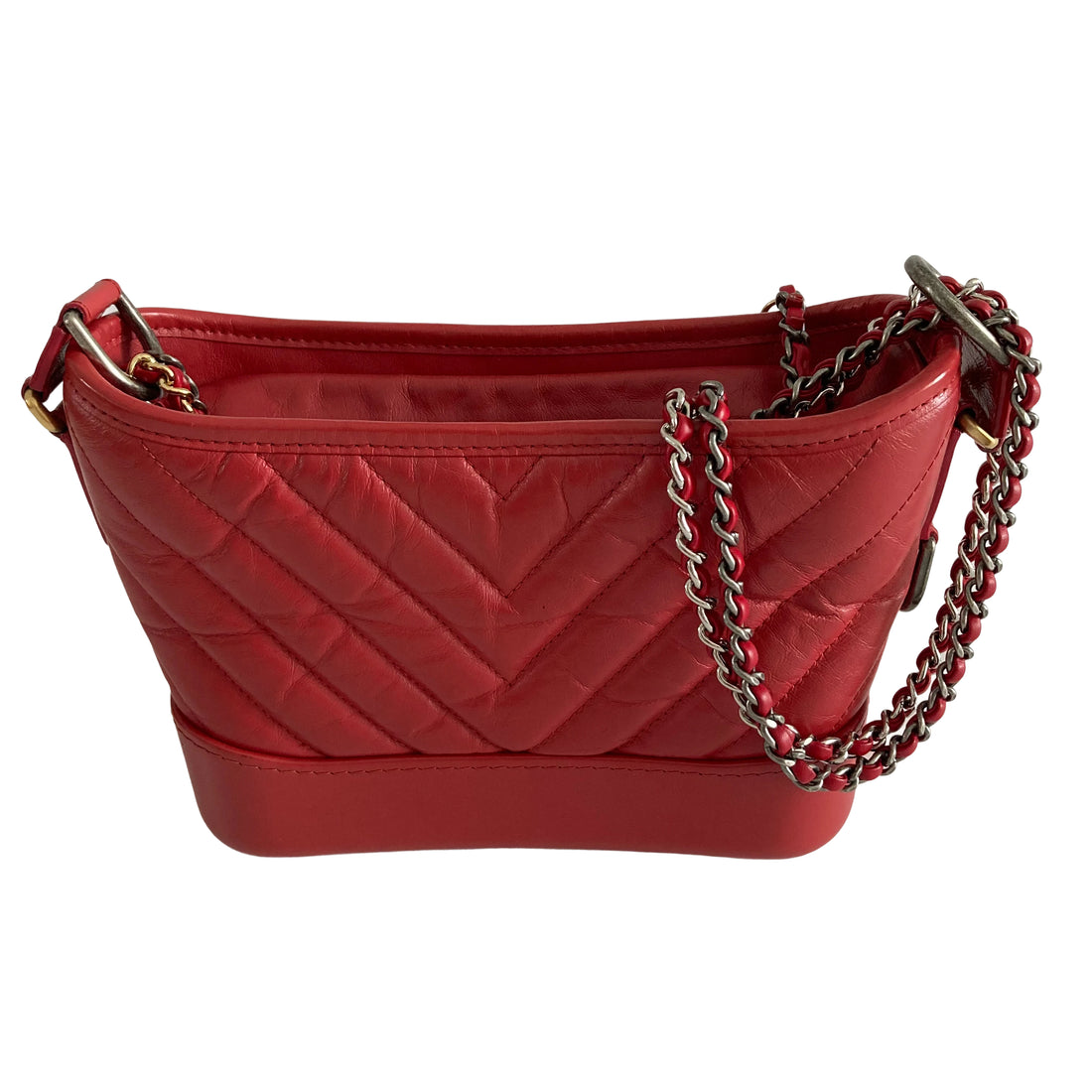 Chanel Aged Calfskin Gabrielle Hobo Small Red GHW （28***84）