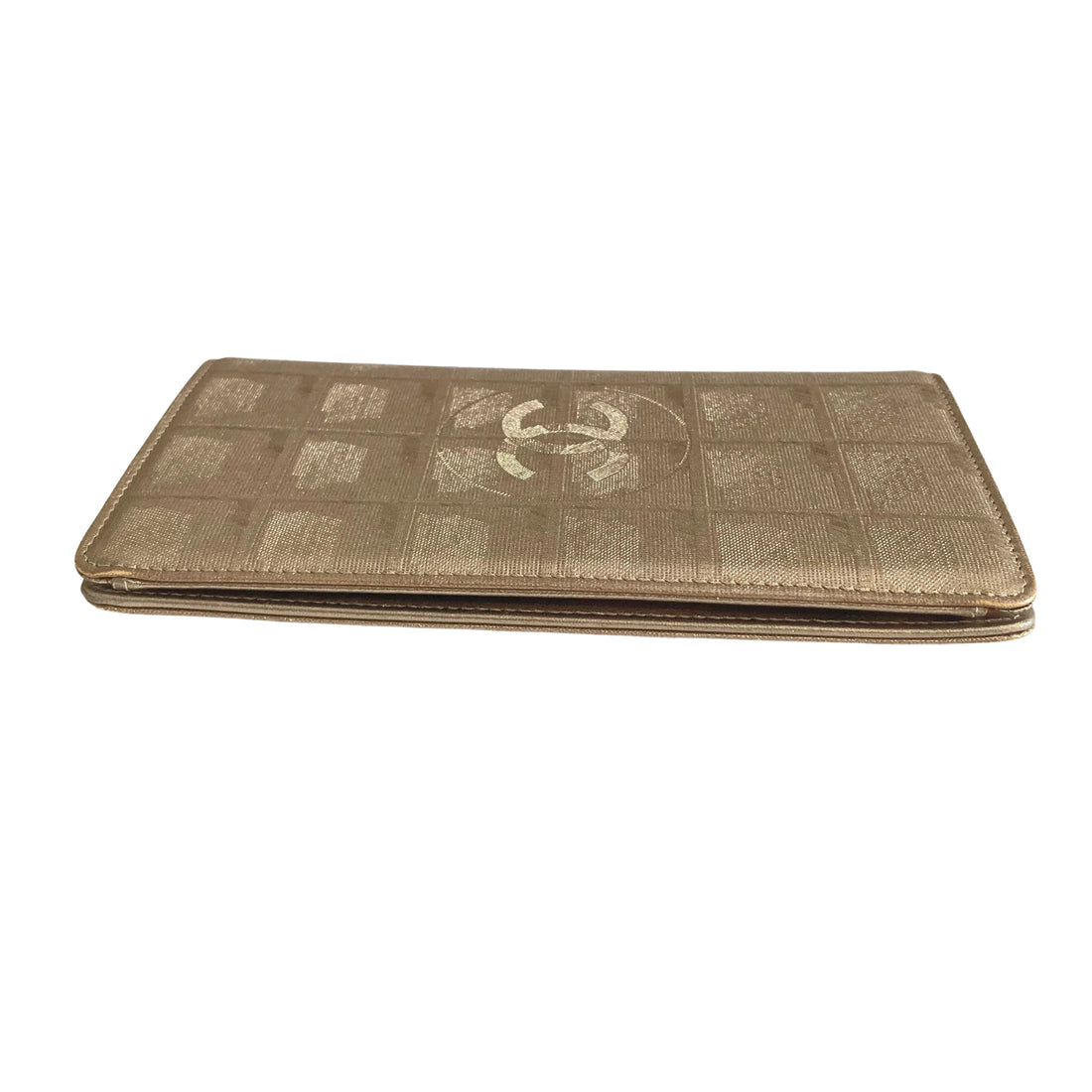 Chanel Bifold Long Wallet New Line Jacquard Nylong Coating Coco Mark Gold