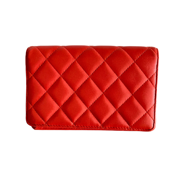 Chanel Lambskin Bifold Wallet Orange