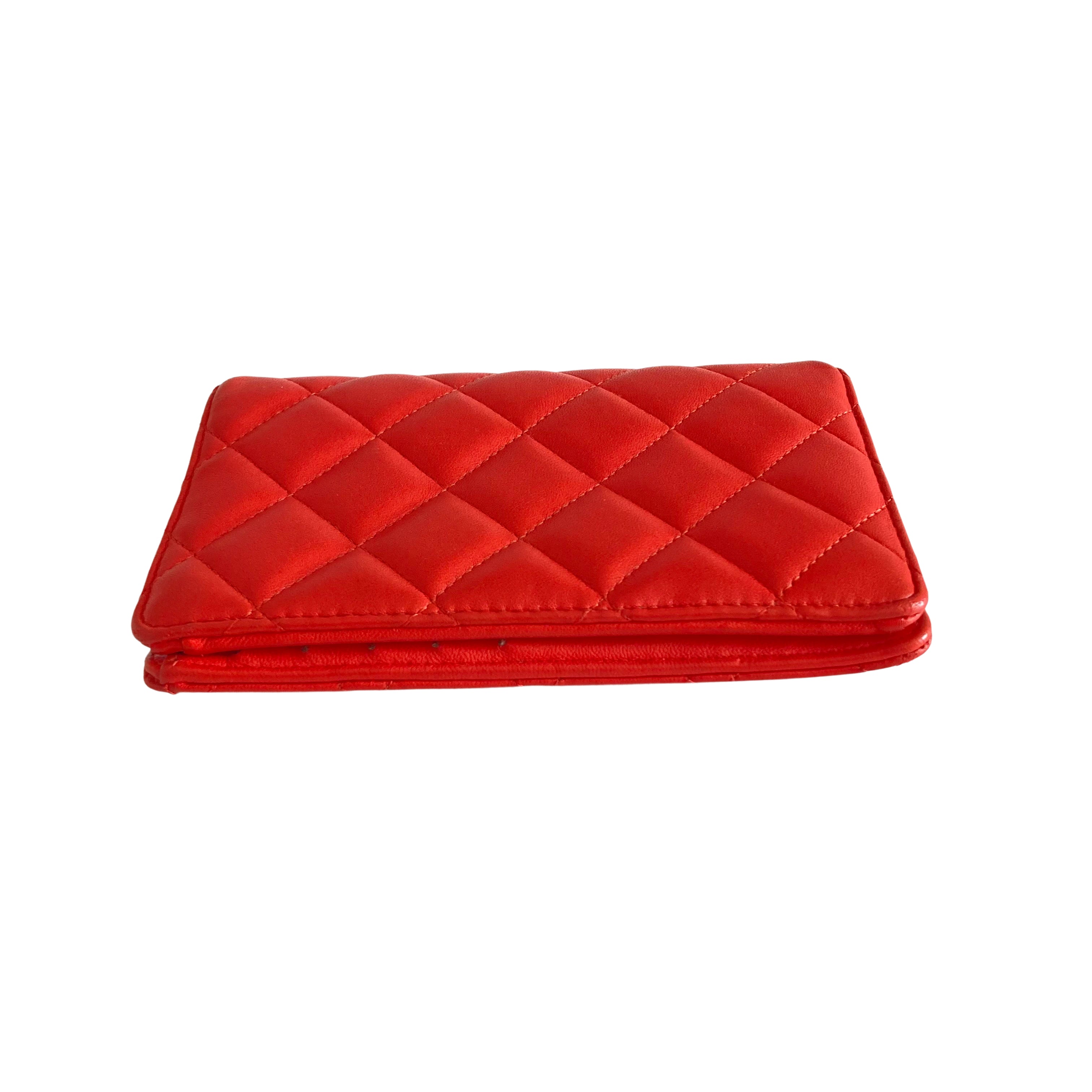 Chanel Lambskin Bifold Wallet Orange