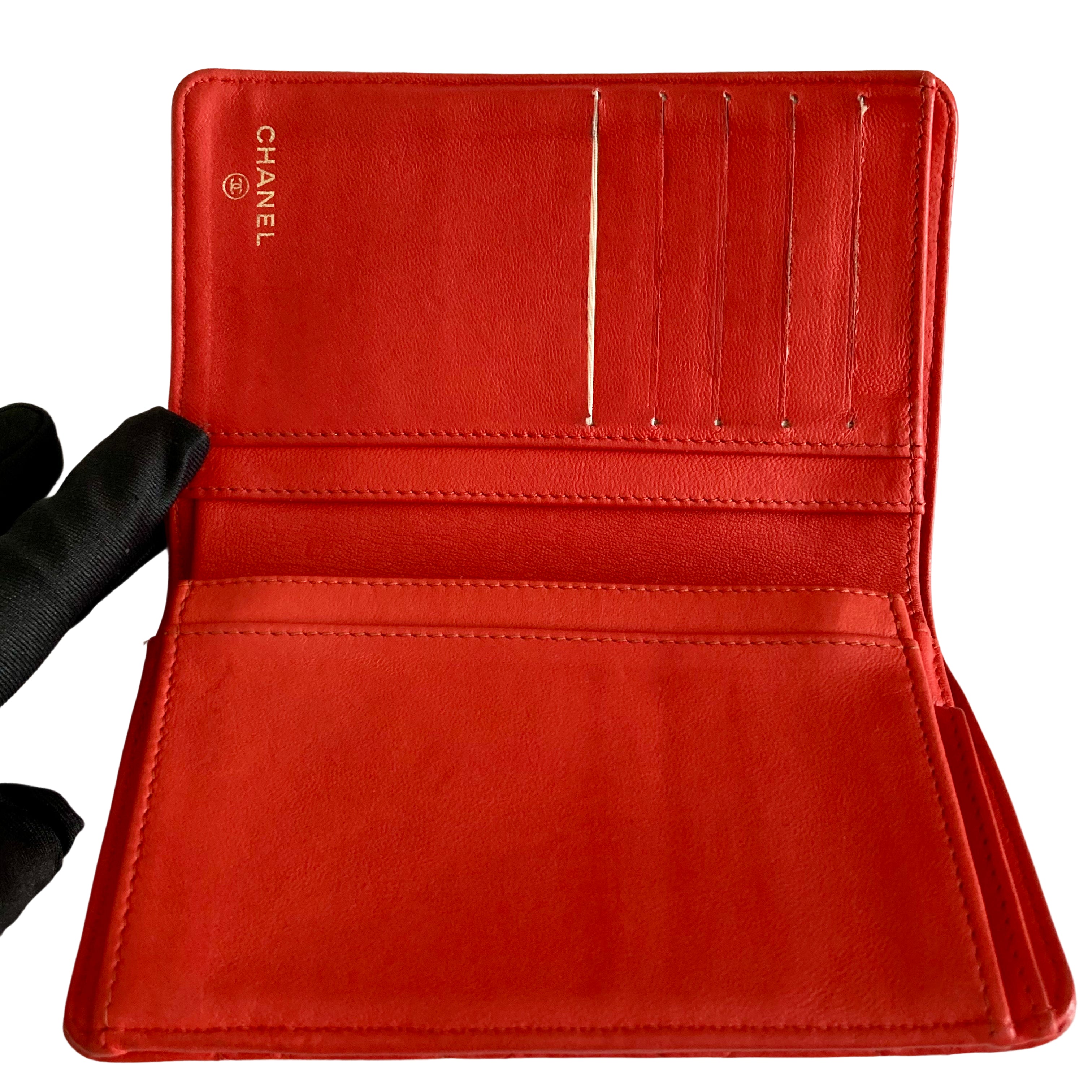 Chanel Lambskin Bifold Wallet Orange