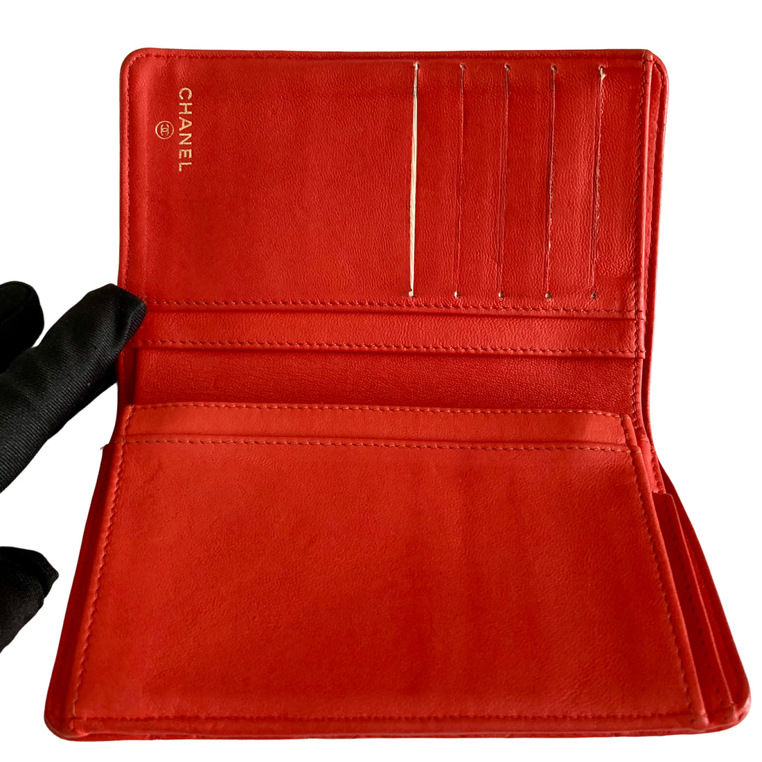 Chanel Lambskin Bifold Wallet Orange