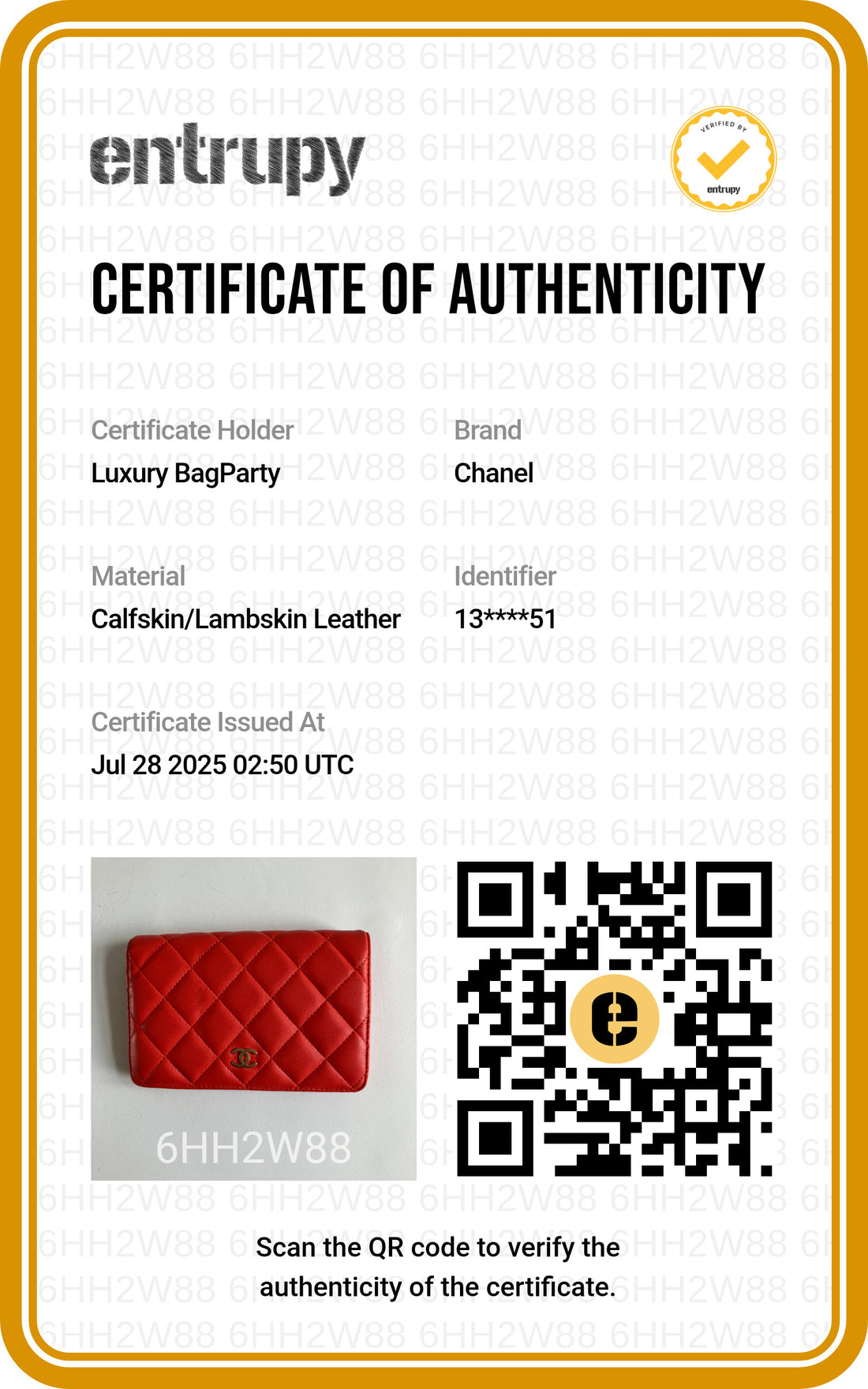 Chanel Lambskin Bifold Wallet Orange