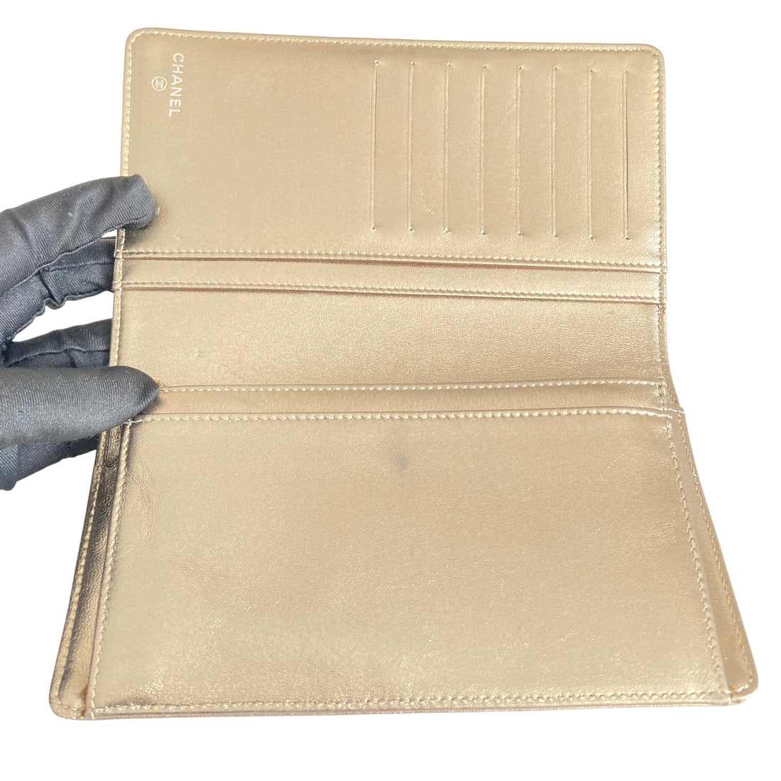 Chanel Bifold Long Wallet New Line Jacquard Nylong Coating Coco Mark Gold