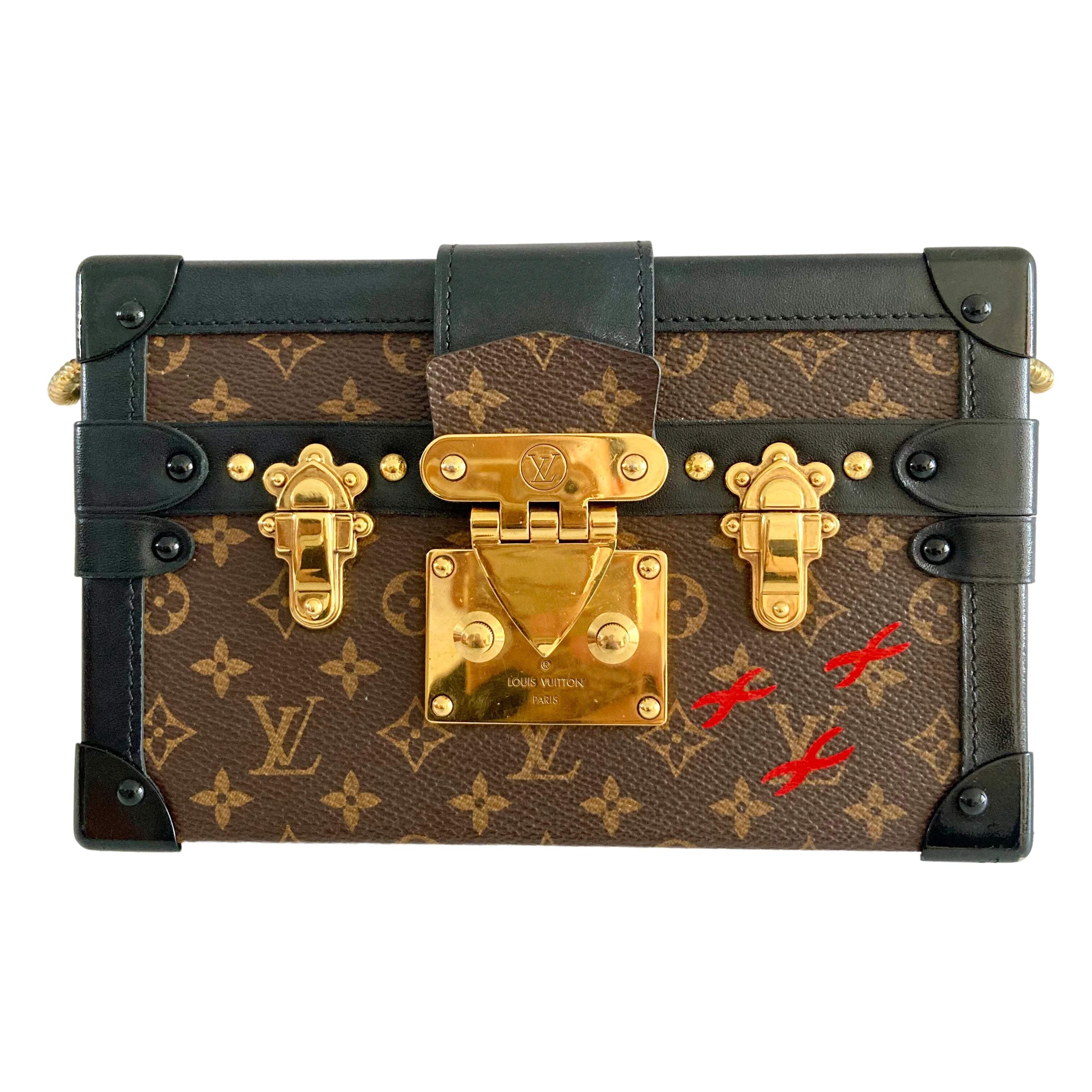 Louis Vuitton Classic Monogram Petite Malle Black Edge Microchipped