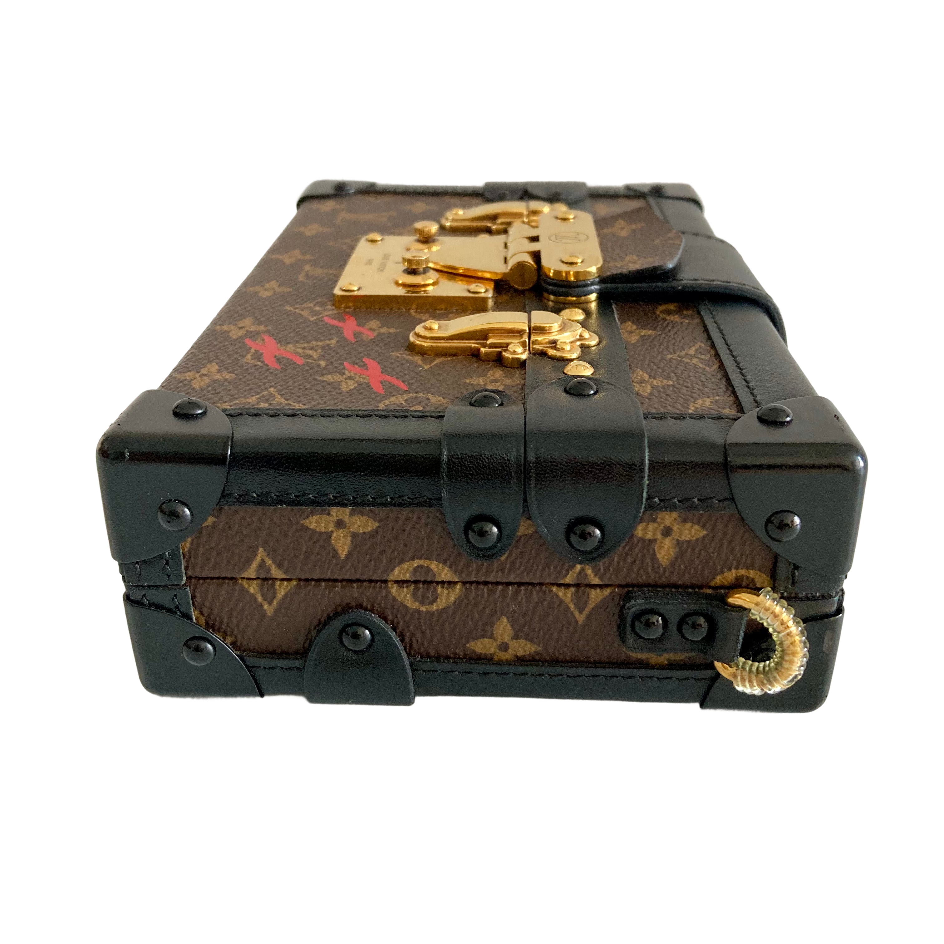 Louis Vuitton Classic Monogram Petite Malle Black Edge Microchipped