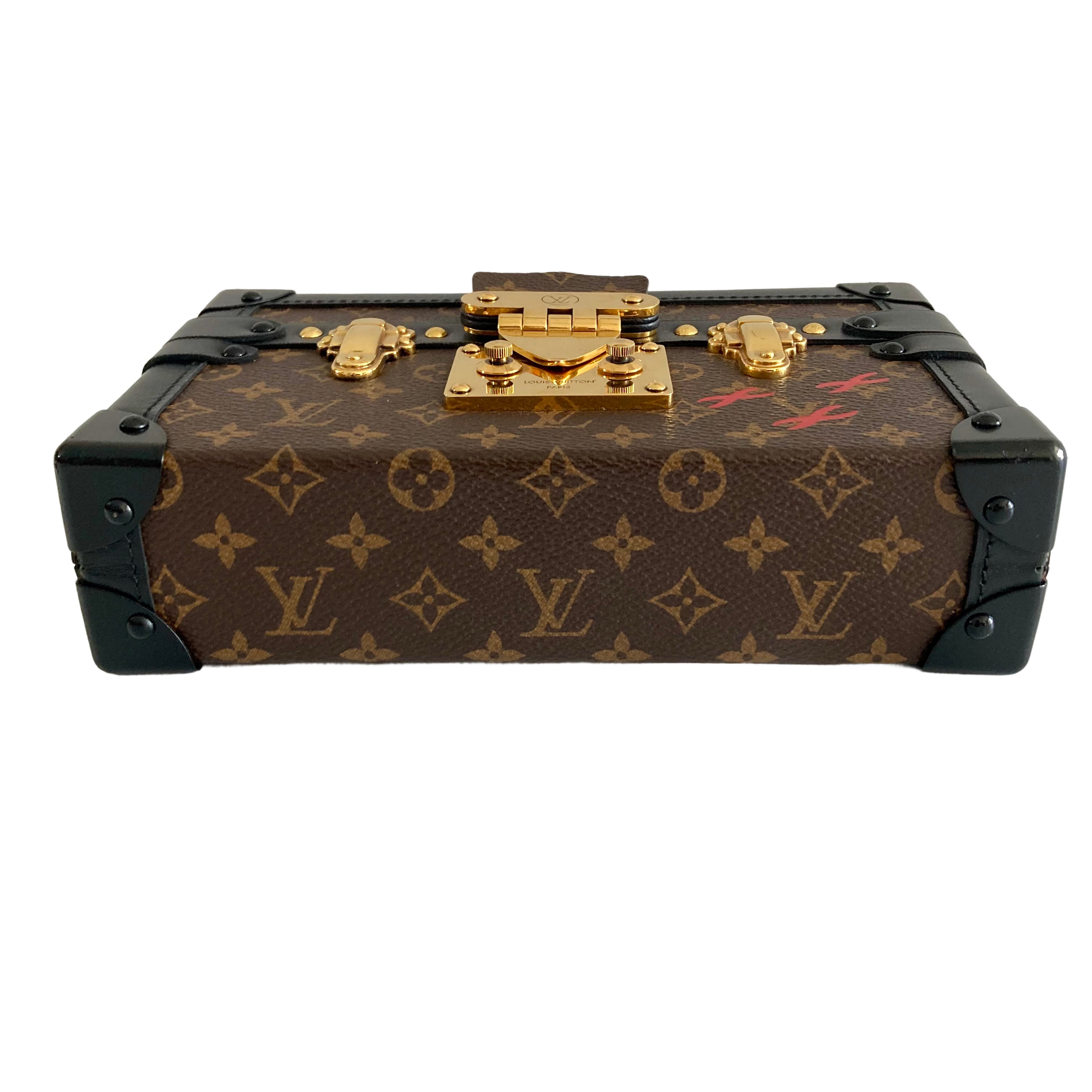 Louis Vuitton Classic Monogram Petite Malle Black Edge Microchipped