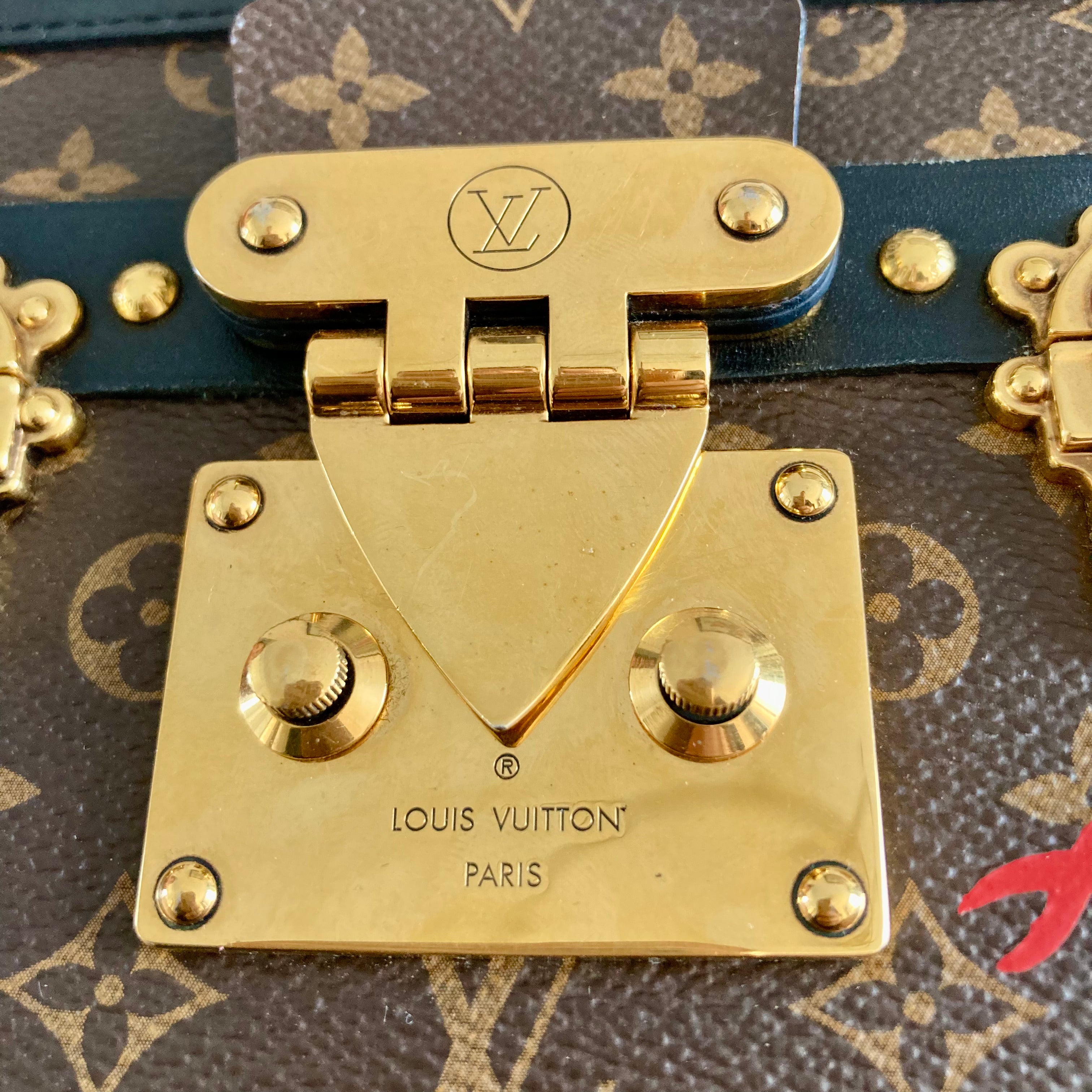 Louis Vuitton Classic Monogram Petite Malle Black Edge Microchipped