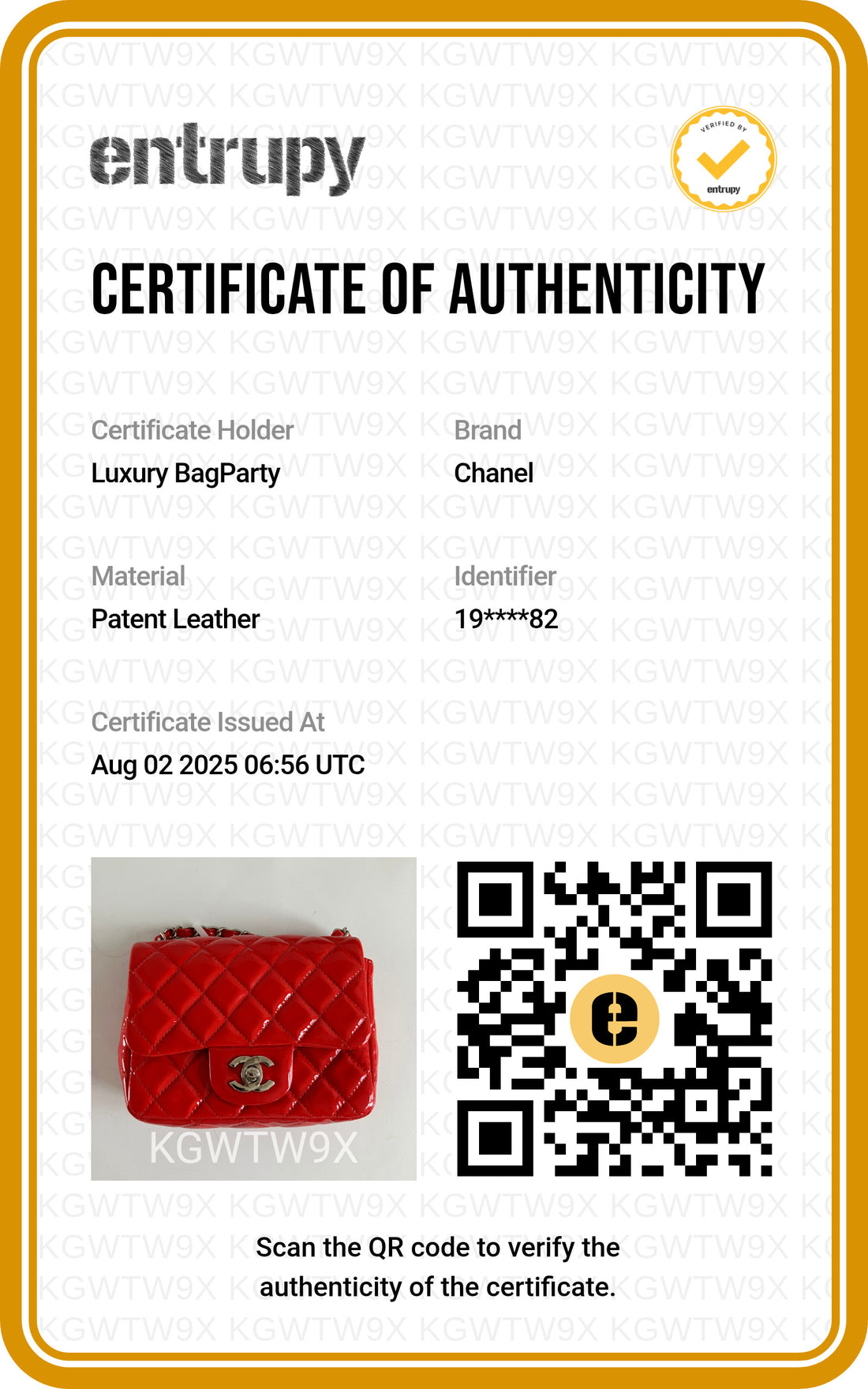 Chanel Patent Quilted Mini Square Flap Red