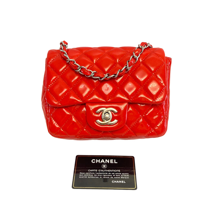 Chanel Patent Quilted Mini Square Flap Red