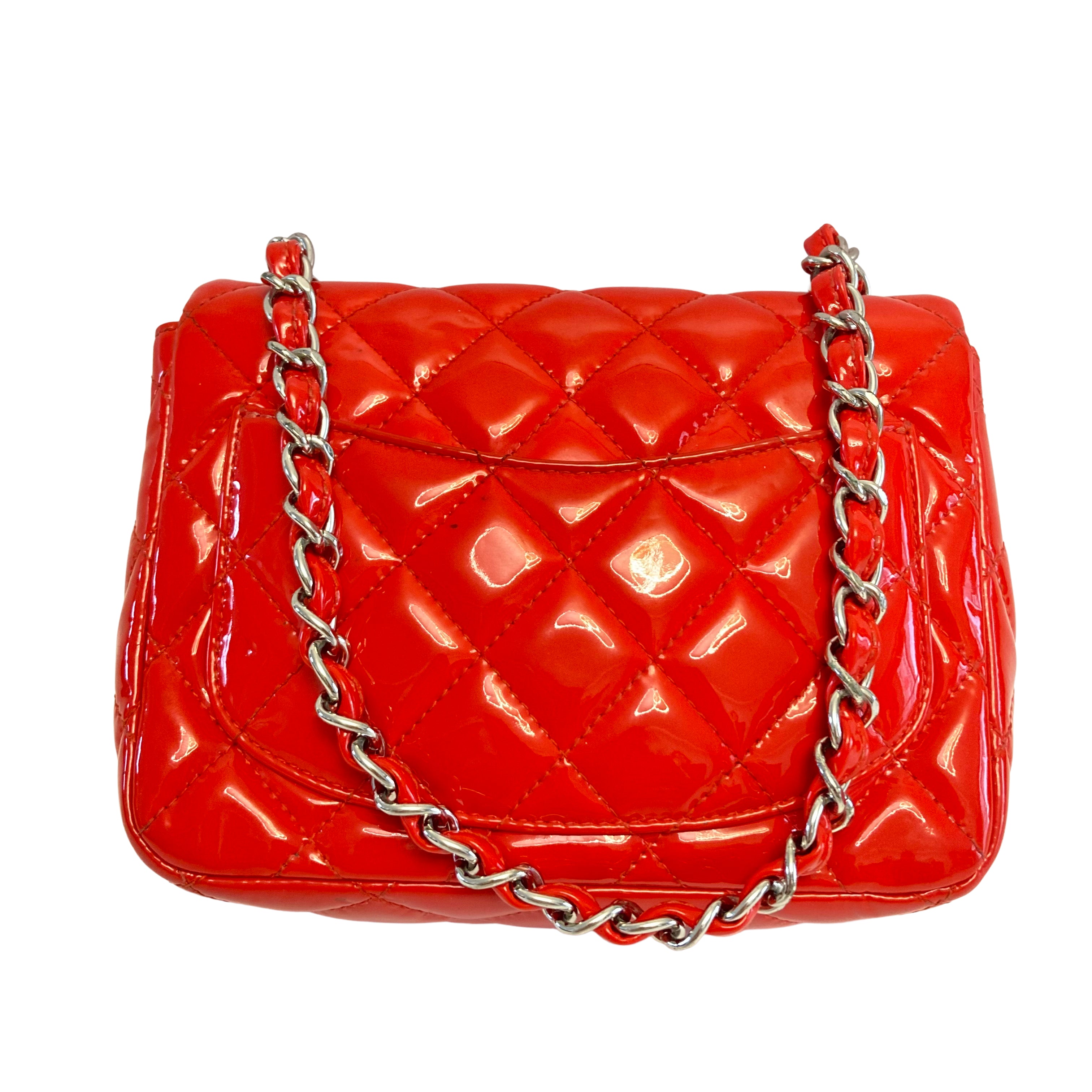 Chanel Patent Quilted Mini Square Flap Red