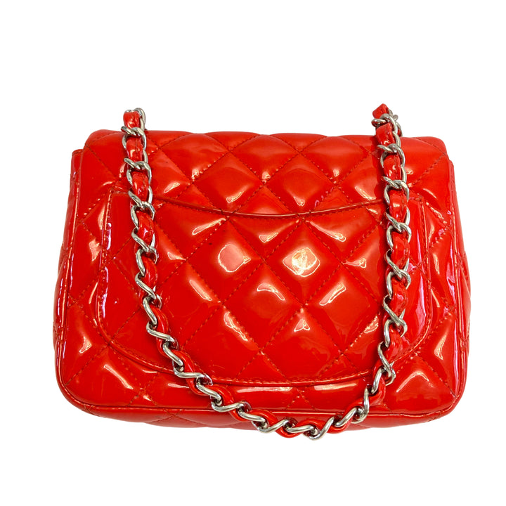 Chanel Patent Quilted Mini Square Flap Red