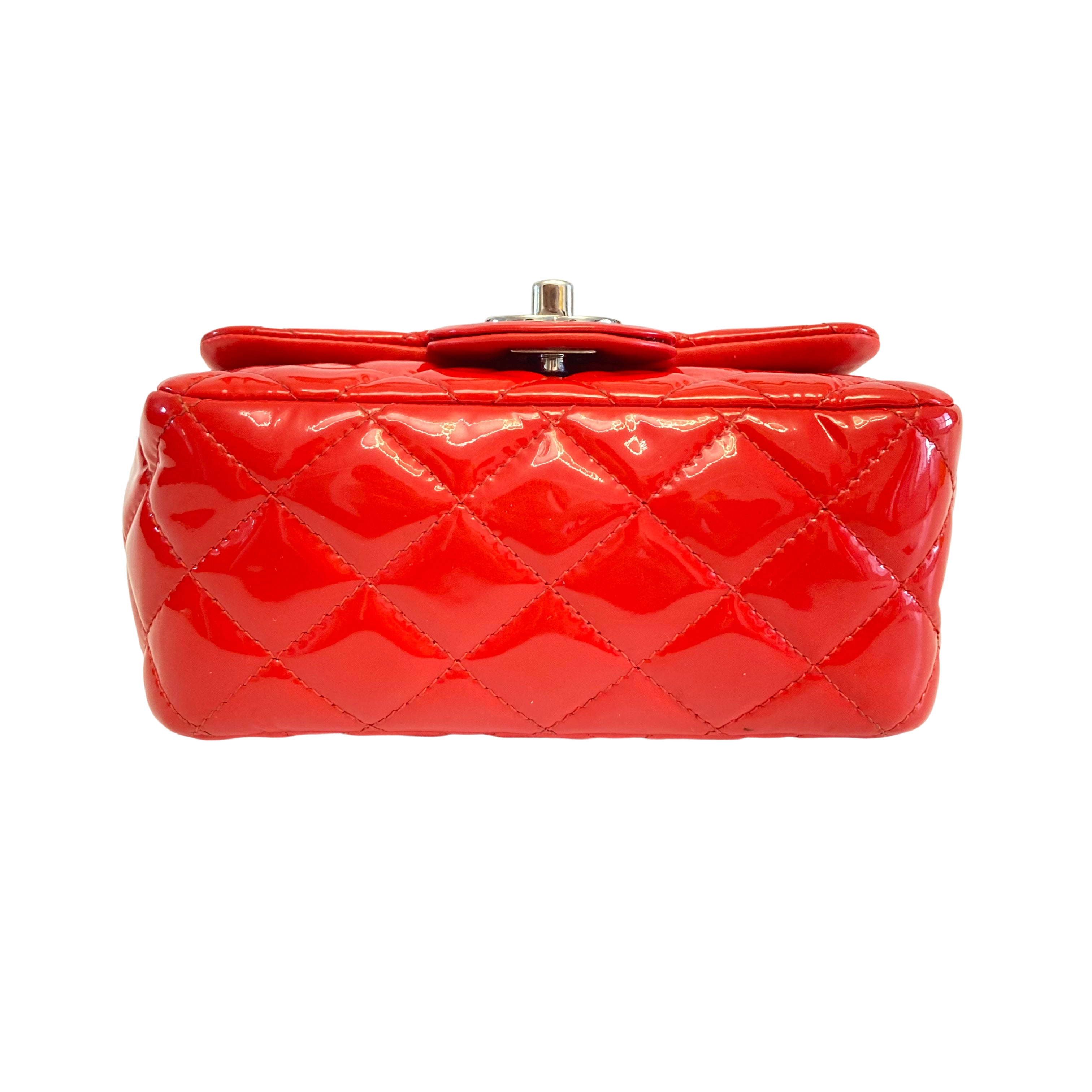 Chanel Patent Quilted Mini Square Flap Red