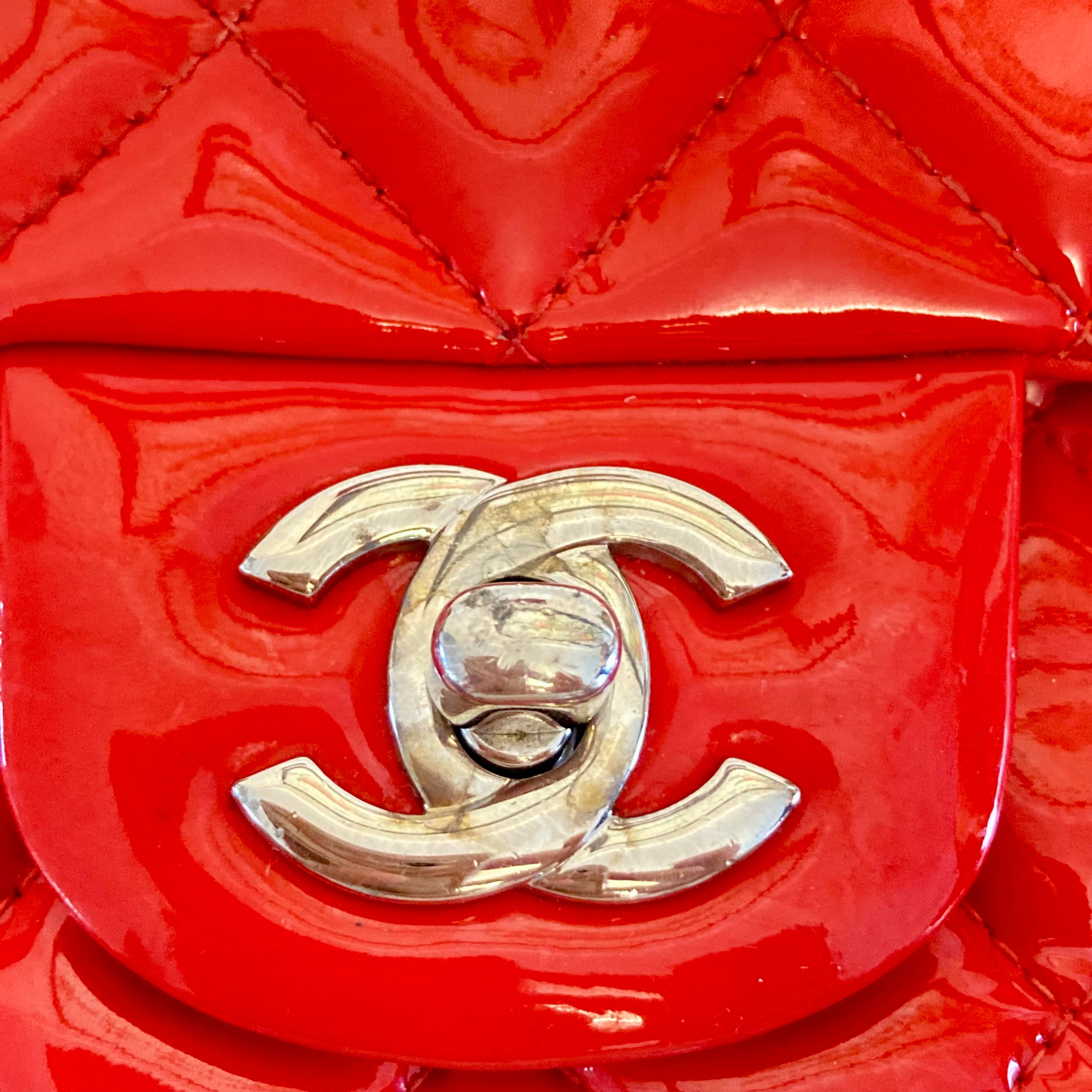 Chanel Patent Quilted Mini Square Flap Red