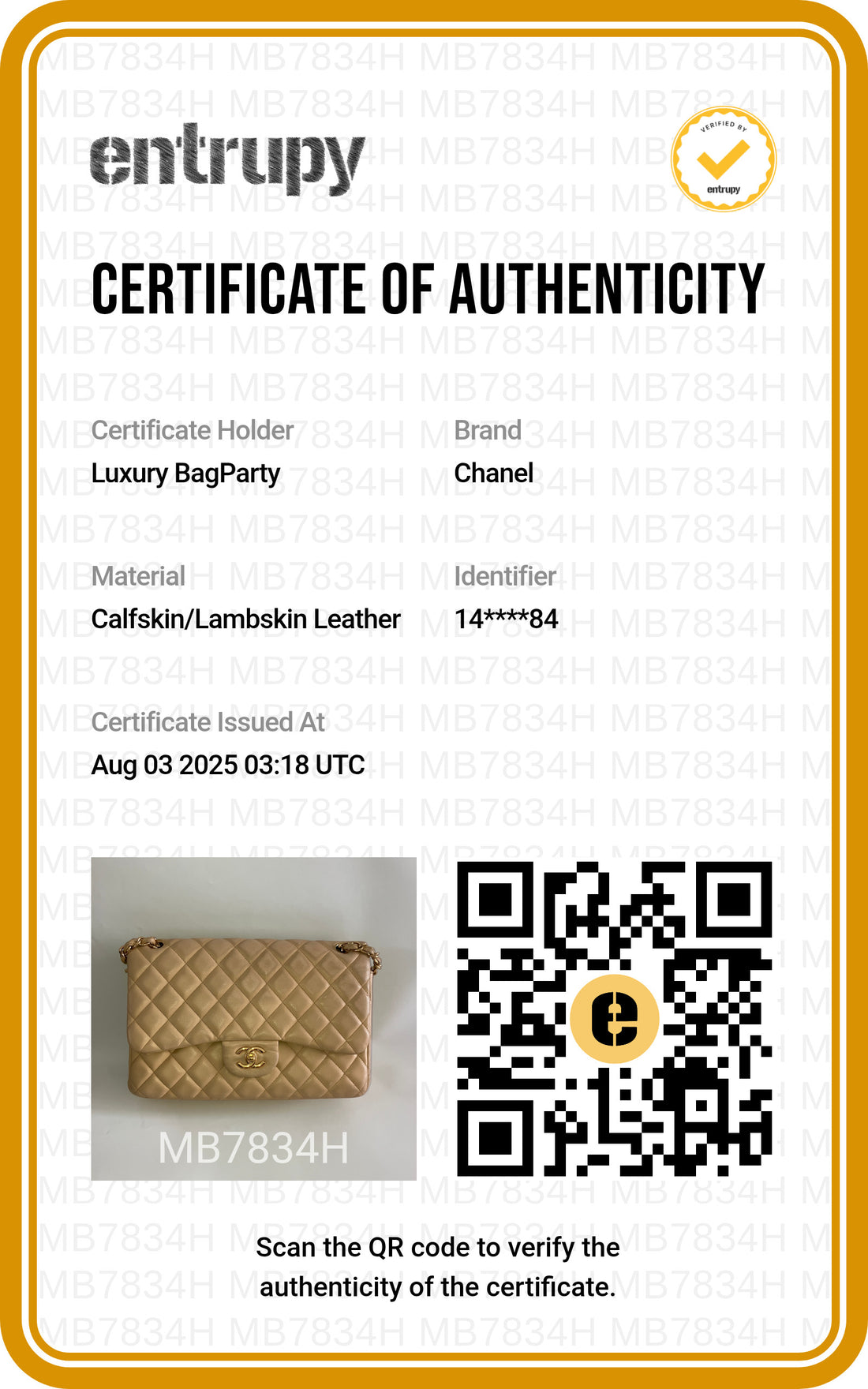 Chanel Silver Buckle CF Chain Bag Yellow (14***84）CC920