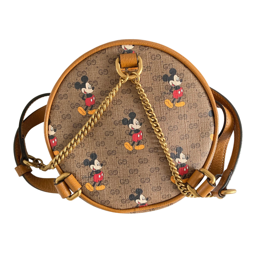 GUCCI X DISNEY Mini Vintage GG Supreme Monogram Mickey Mouse Round Backpack Sun Oil