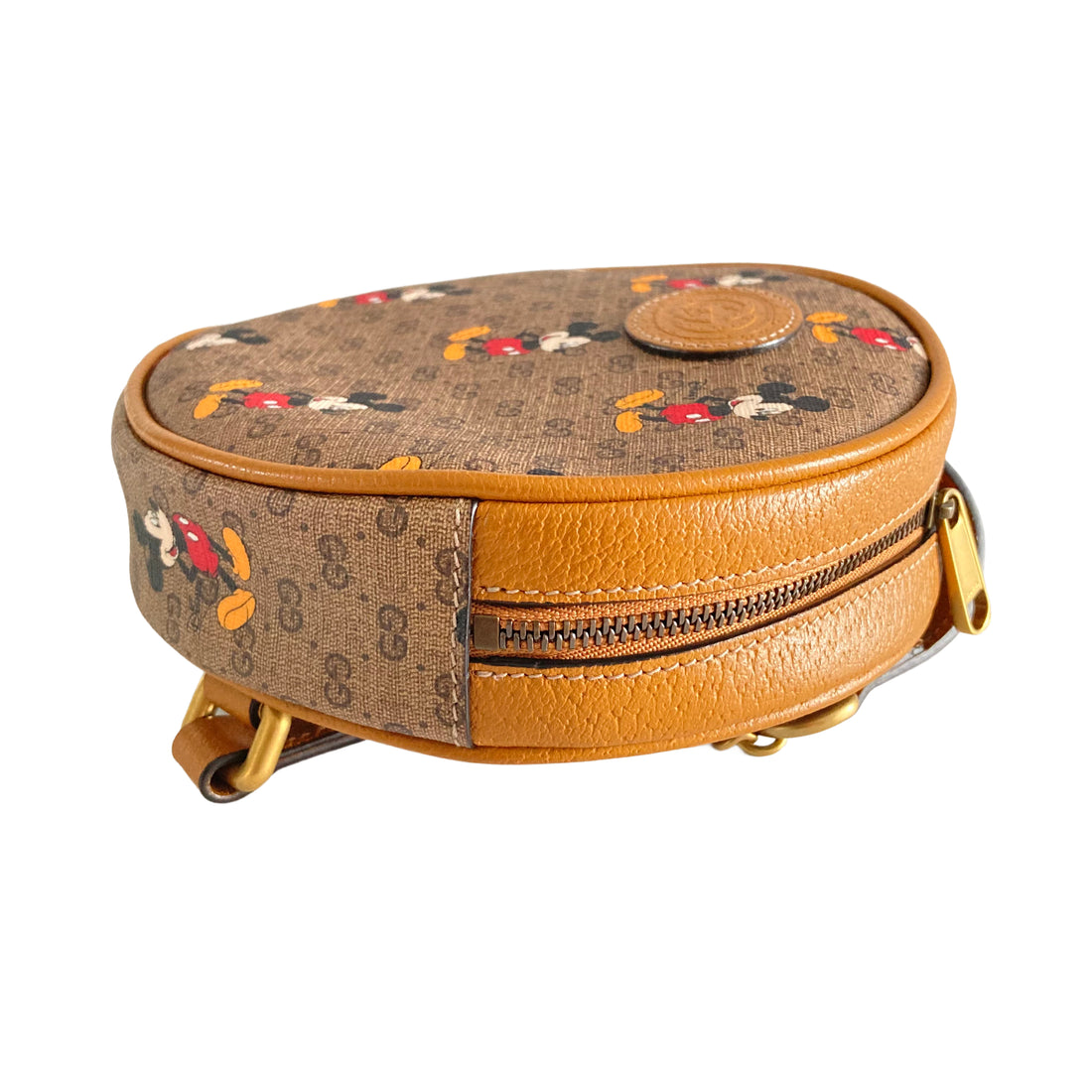 GUCCI X DISNEY Mini Vintage GG Supreme Monogram Mickey Mouse Round Backpack Sun Oil