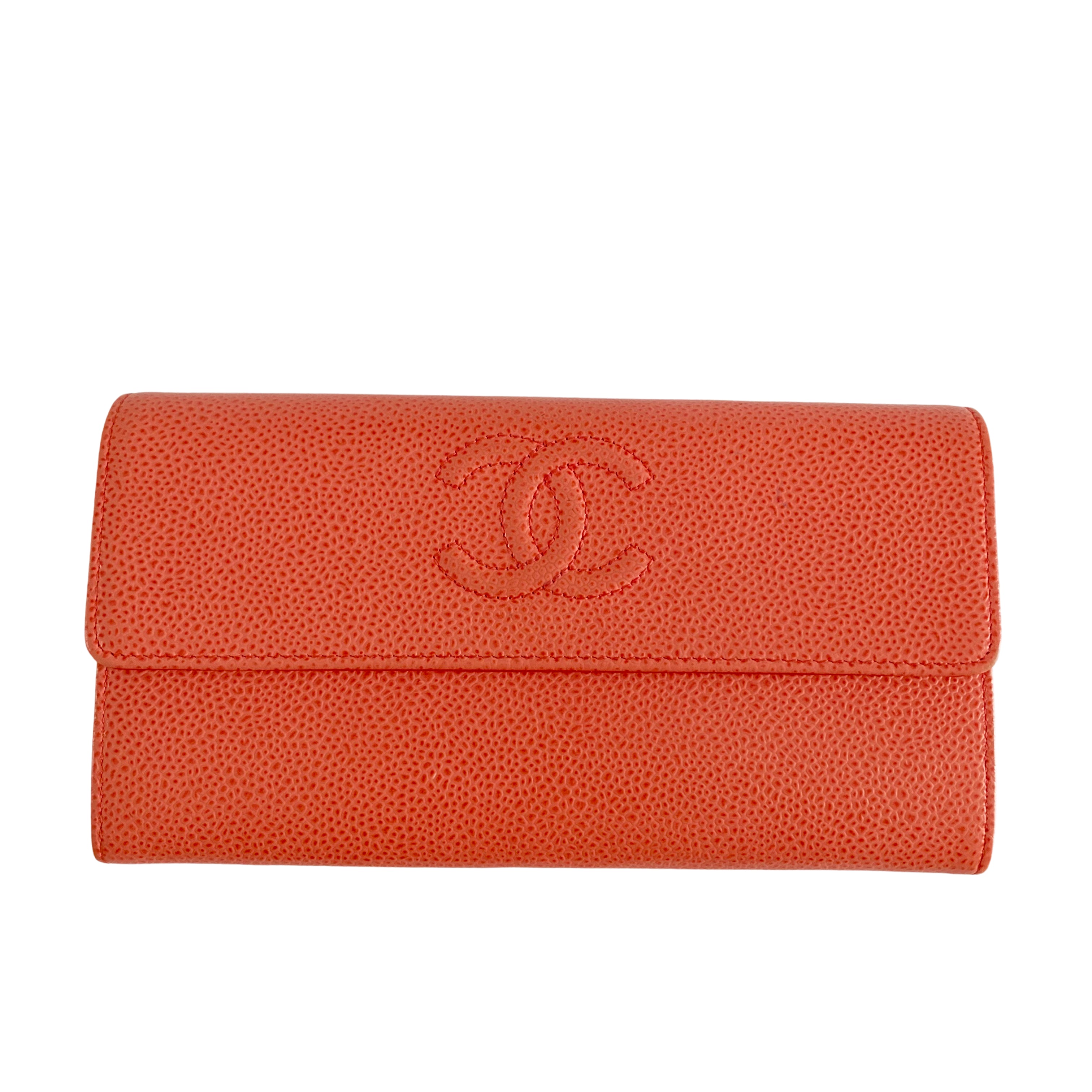 Chanel Caviar Flap Wallet Coral (17***70)