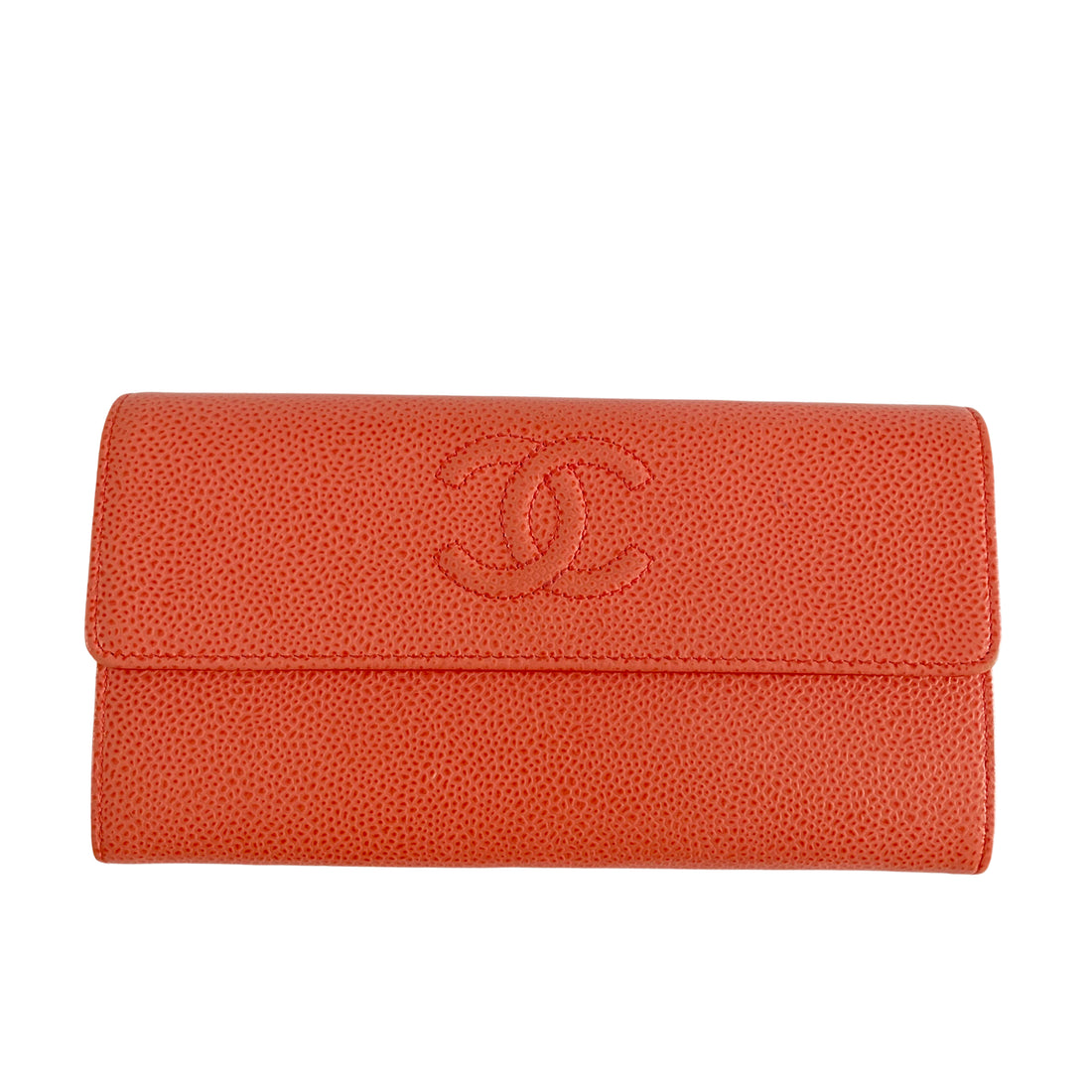 Chanel Caviar Flap Wallet Coral (17***70)