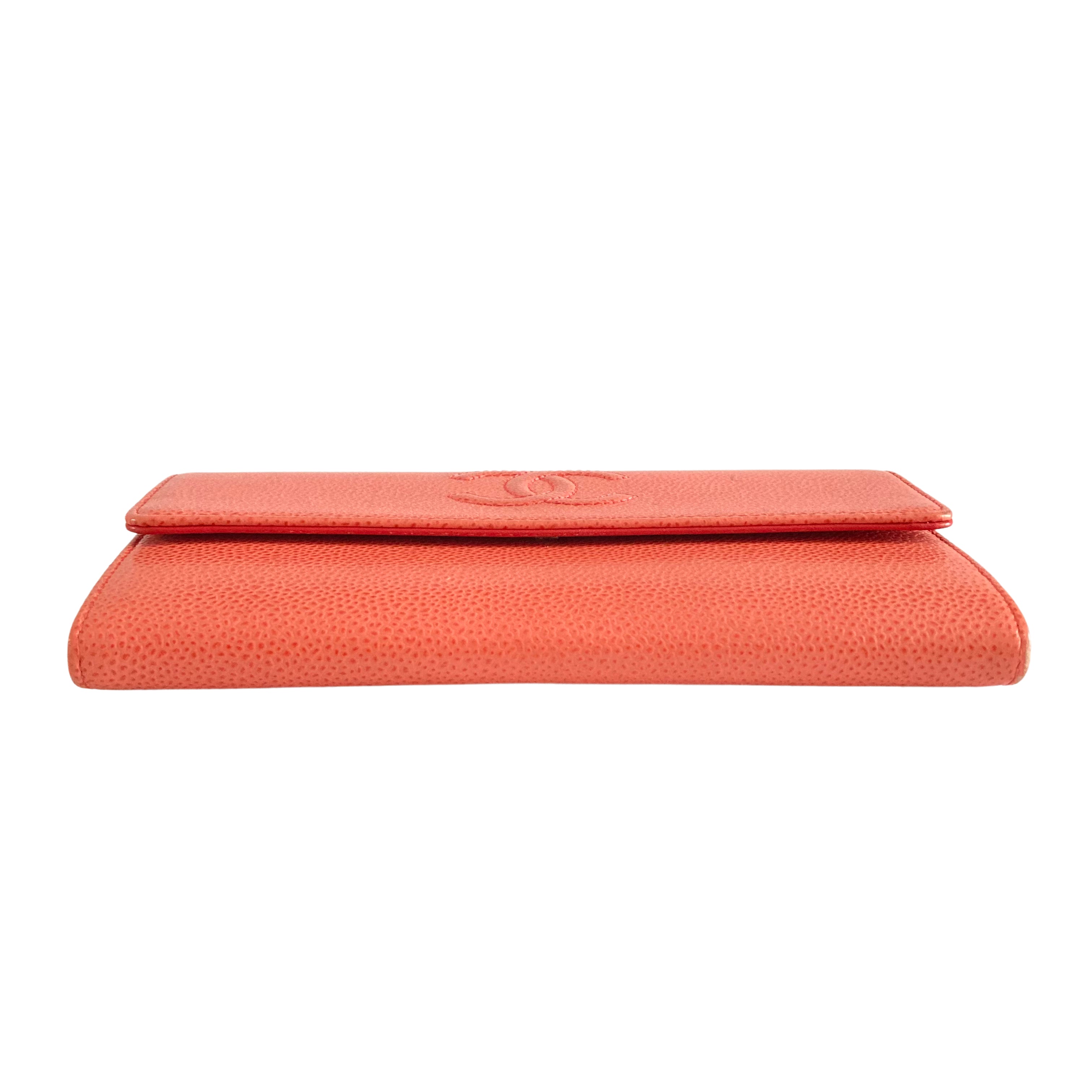 Chanel Caviar Flap Wallet Coral (17***70)
