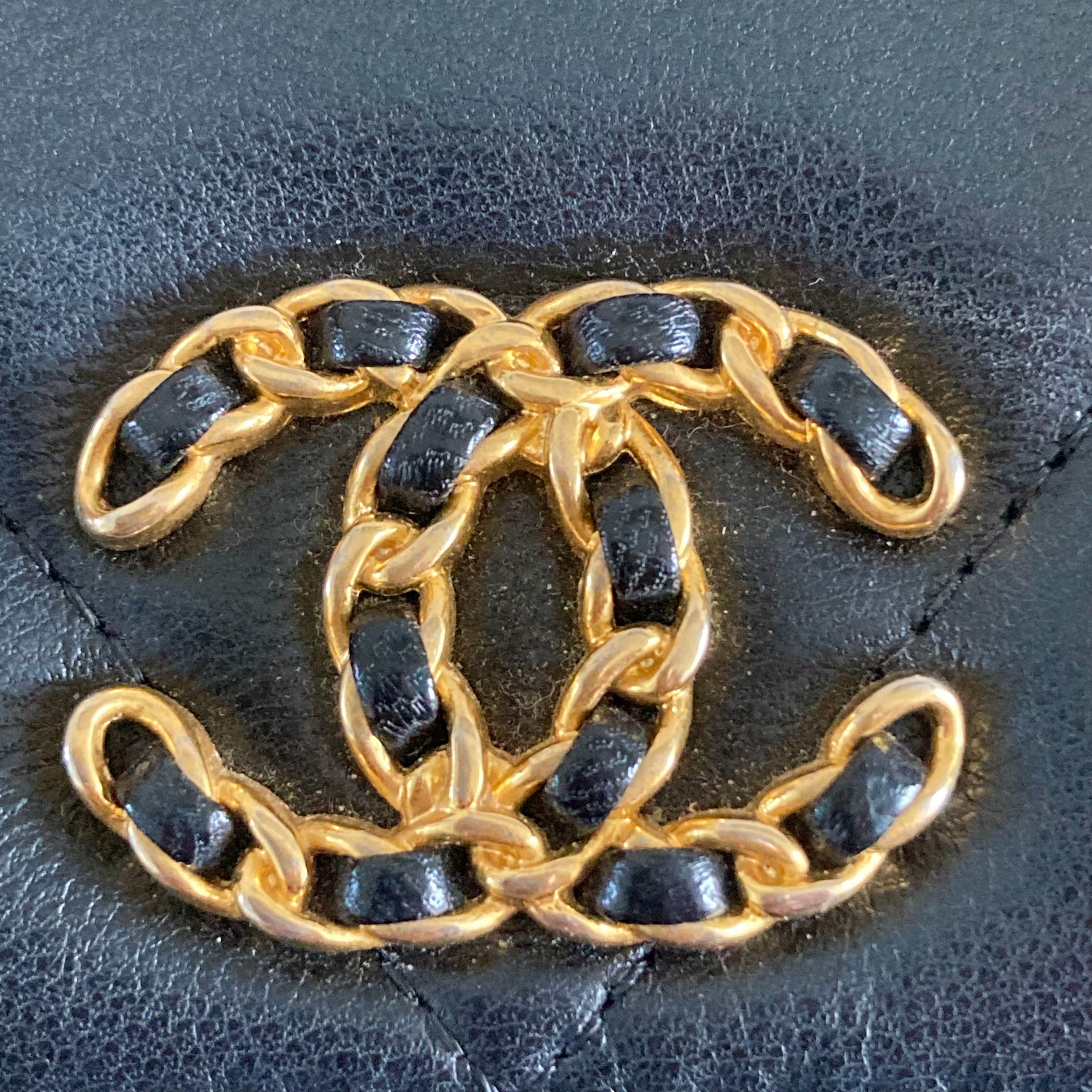 Chanel Lambskin Quilted Chanel 19 Wallet On Chain WOC Black CC303