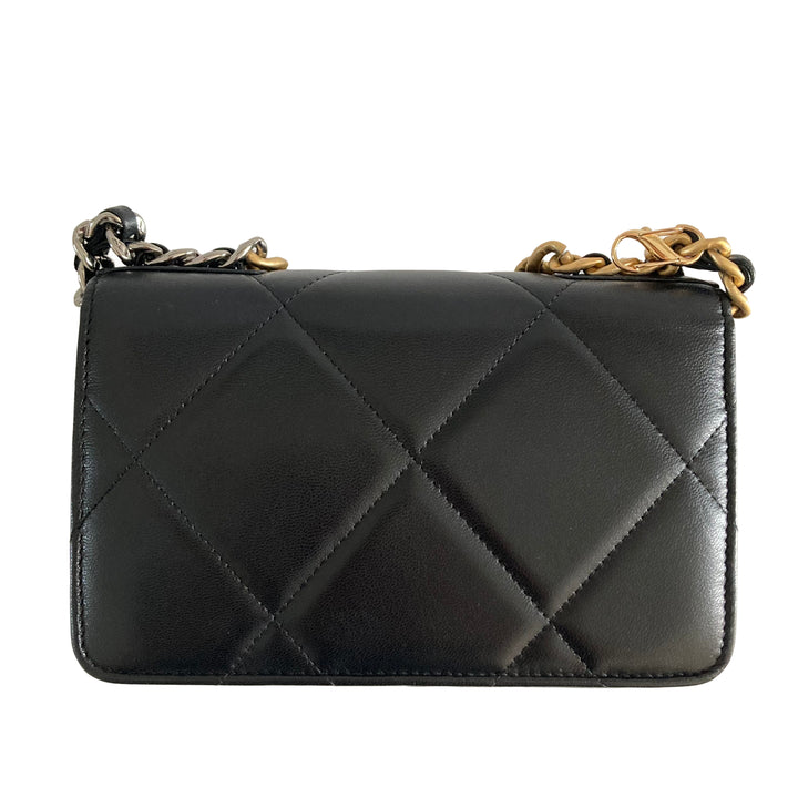 Chanel Lambskin Quilted Chanel 19 Wallet On Chain WOC Black CC303