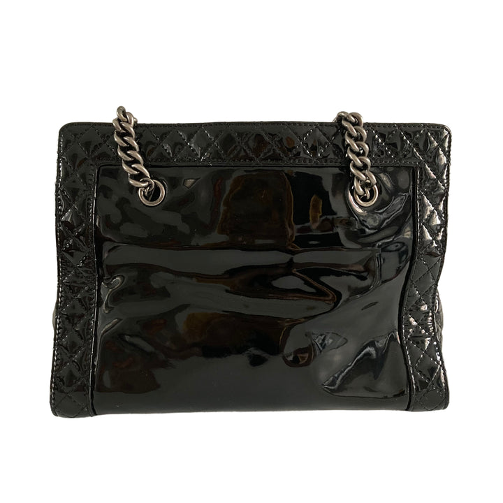 Chanel Patent Quilted Reverso Boy Tote Black
