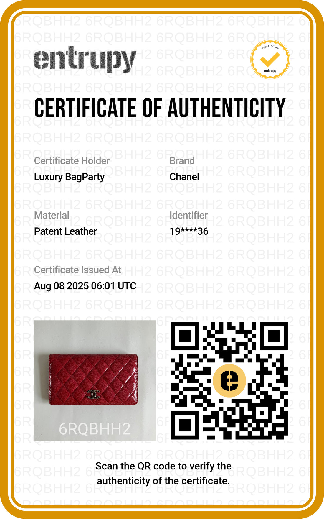 Chanel Patent Quilted Brilliant Yen Wallet Red