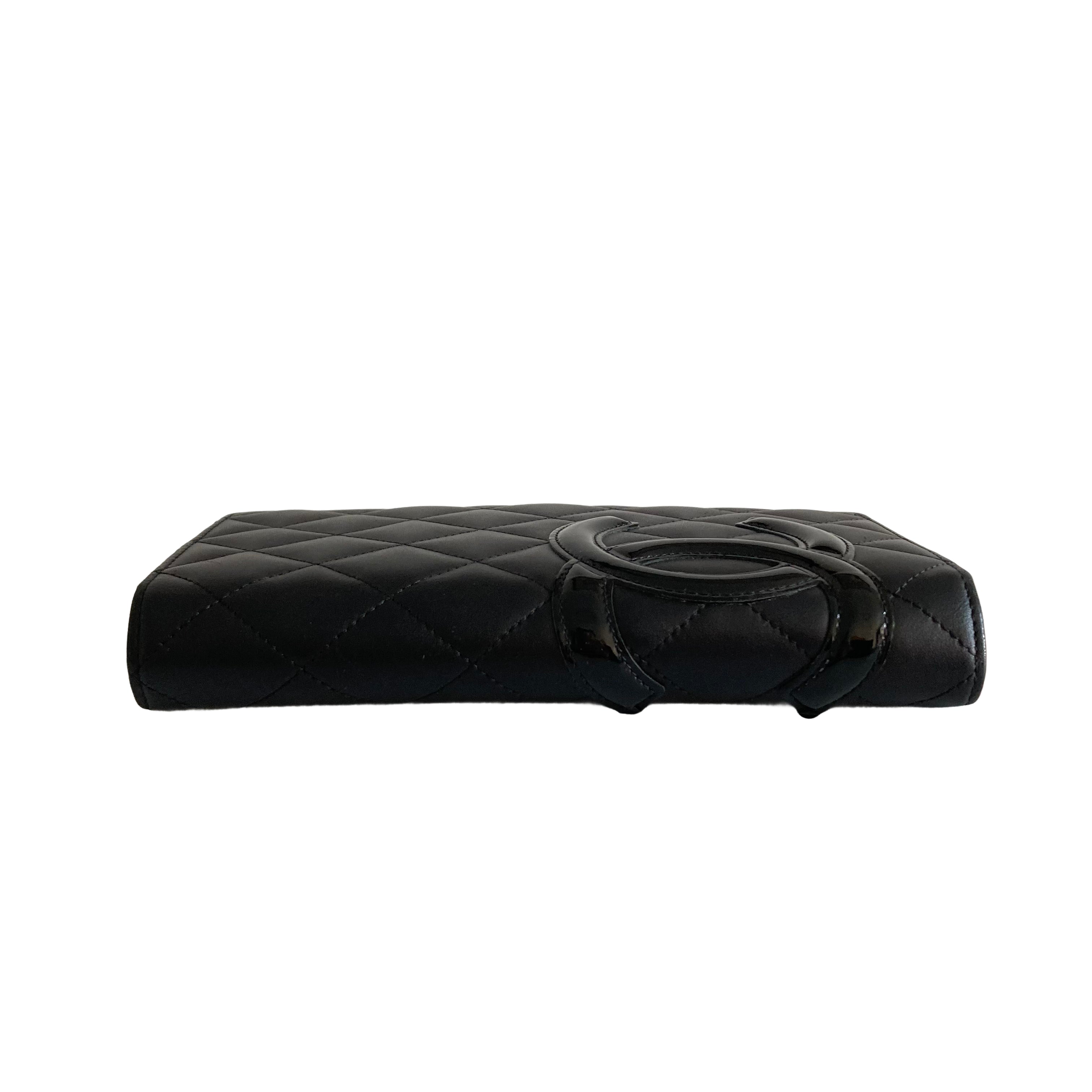 Chanel Cambon Wallet Black and Pink Interior