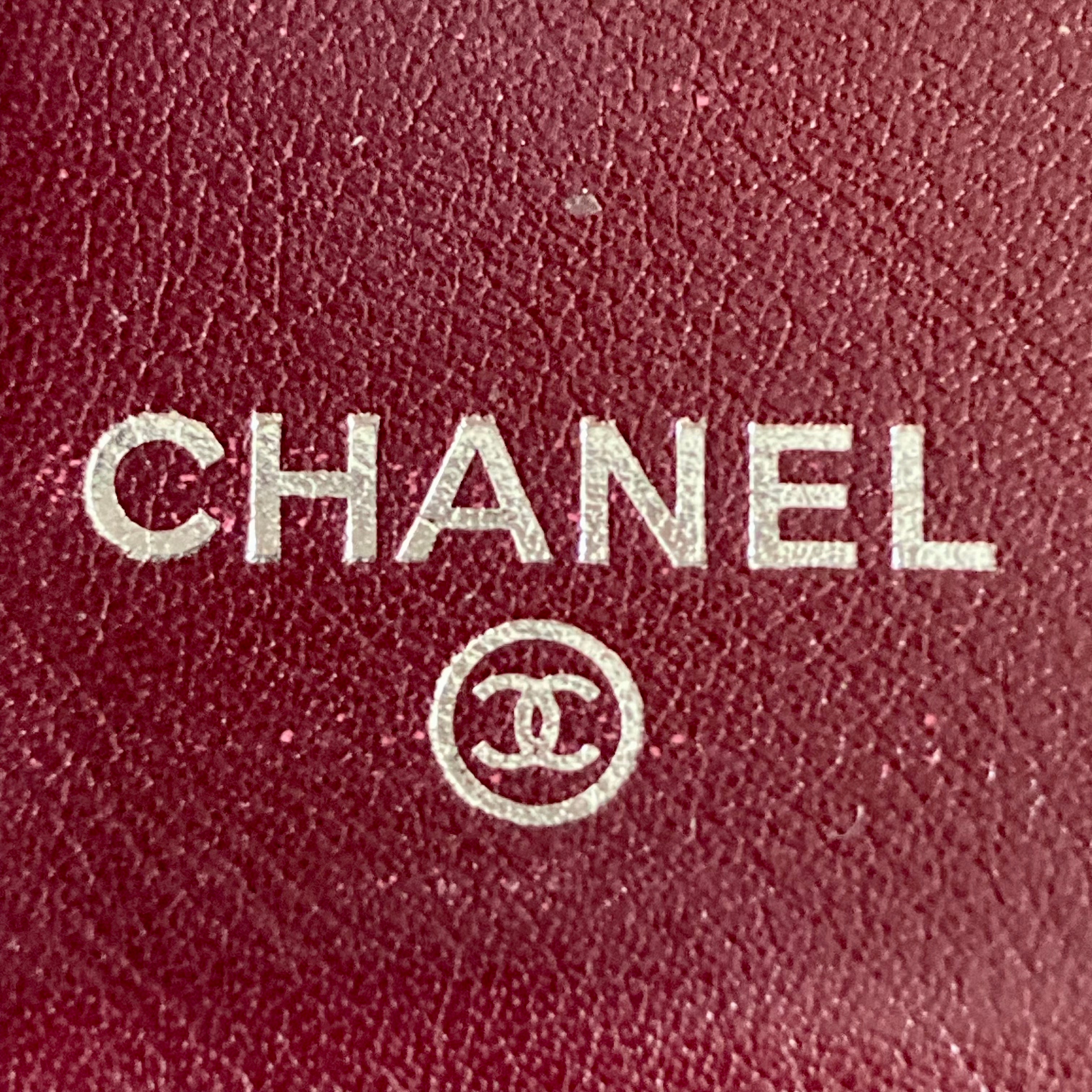 Chanel Patent Calfskin Quilted Yen Wallet Burgundy (15****74)