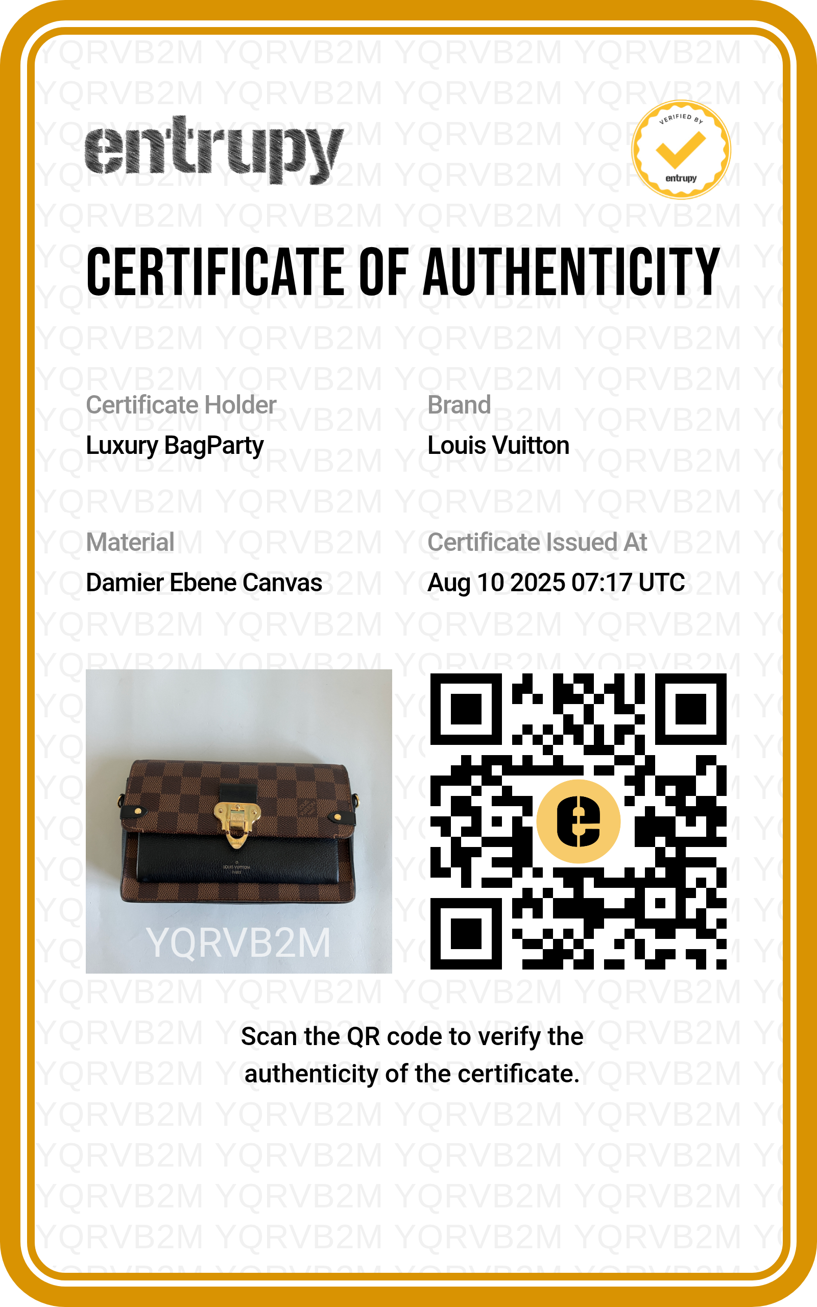 Louis Vuitton Damier Ebene Vavin Wallet On Chain Black