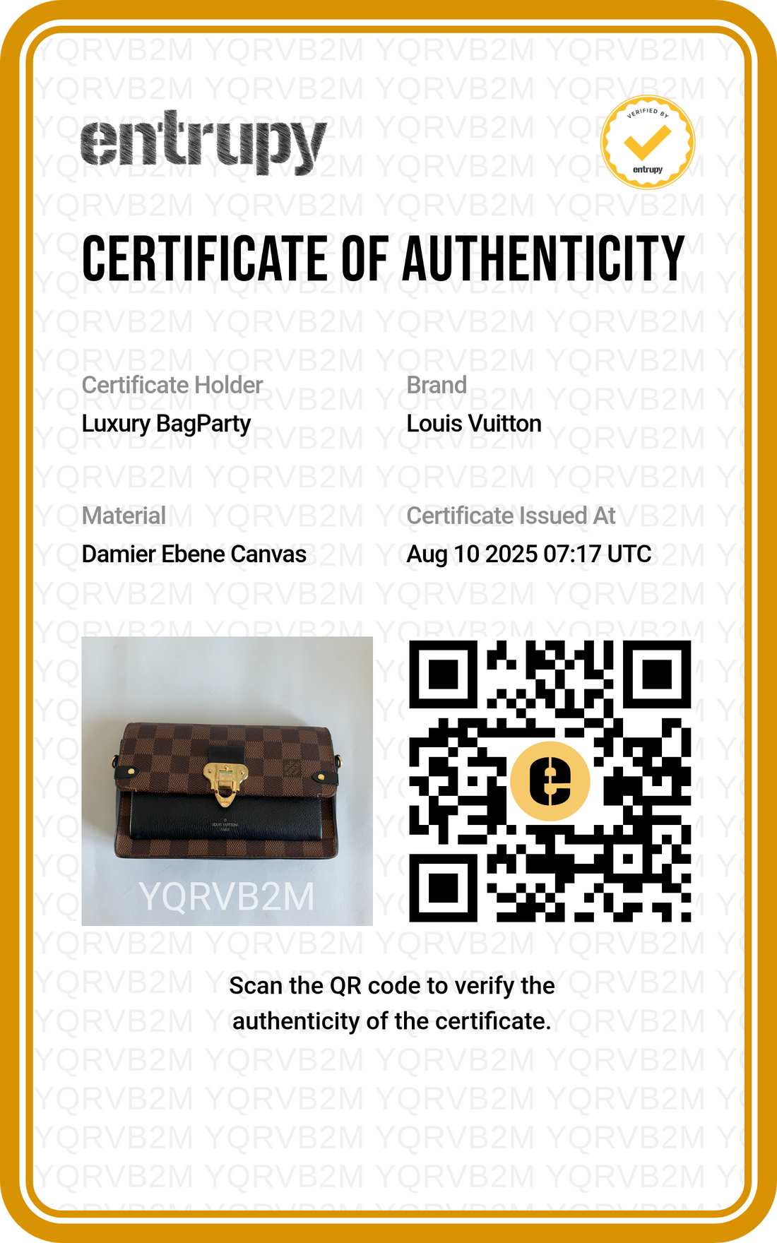 Louis Vuitton Damier Ebene Vavin Wallet On Chain Black