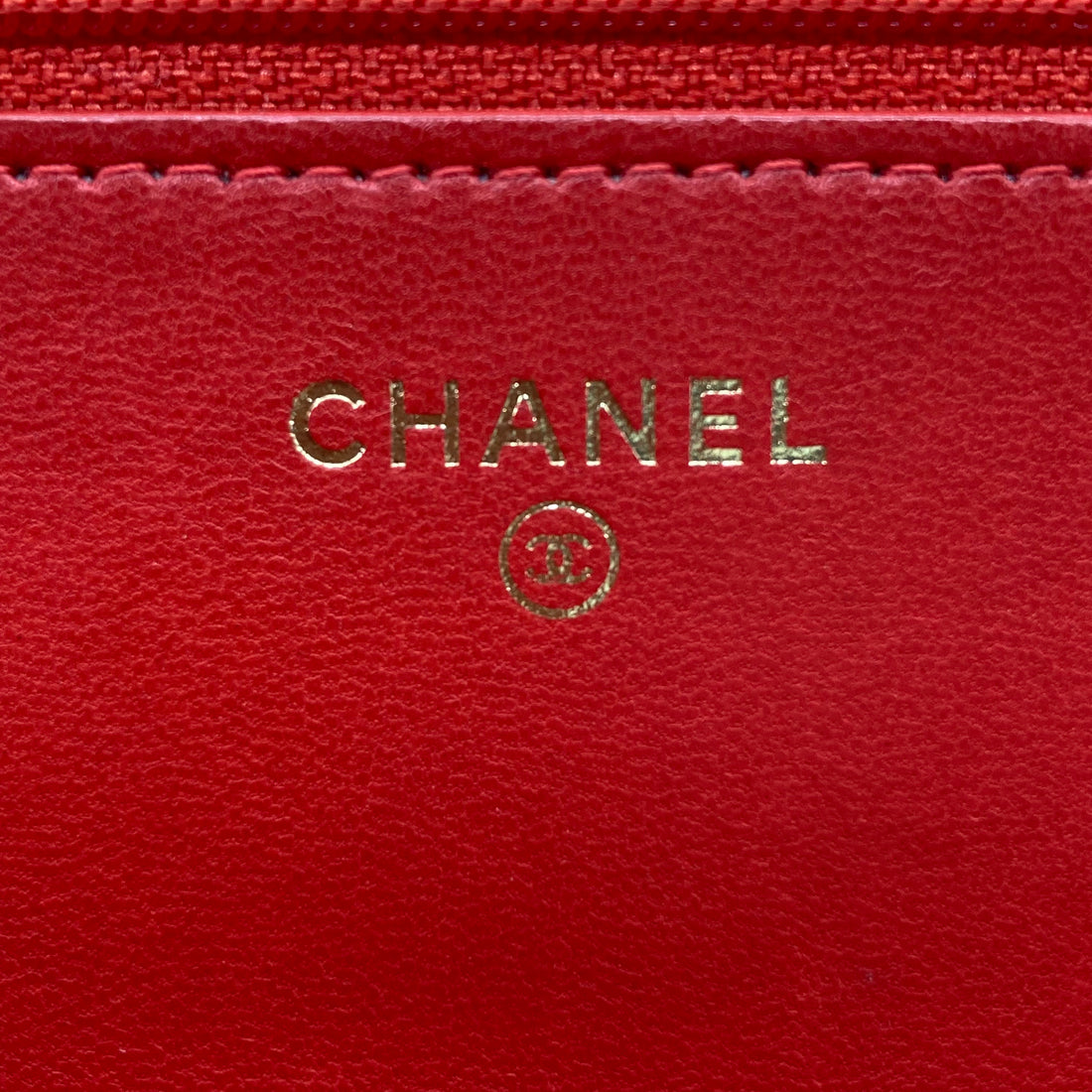 Chanel Lambskin Quilted Wallet On Chain Red GHW (24***50)