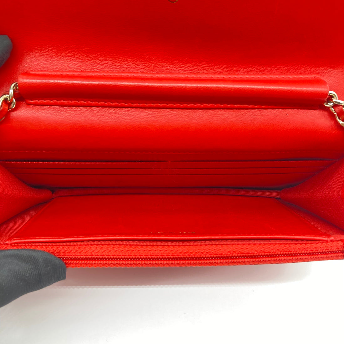 Chanel Lambskin Quilted Wallet On Chain Red GHW (24***50)