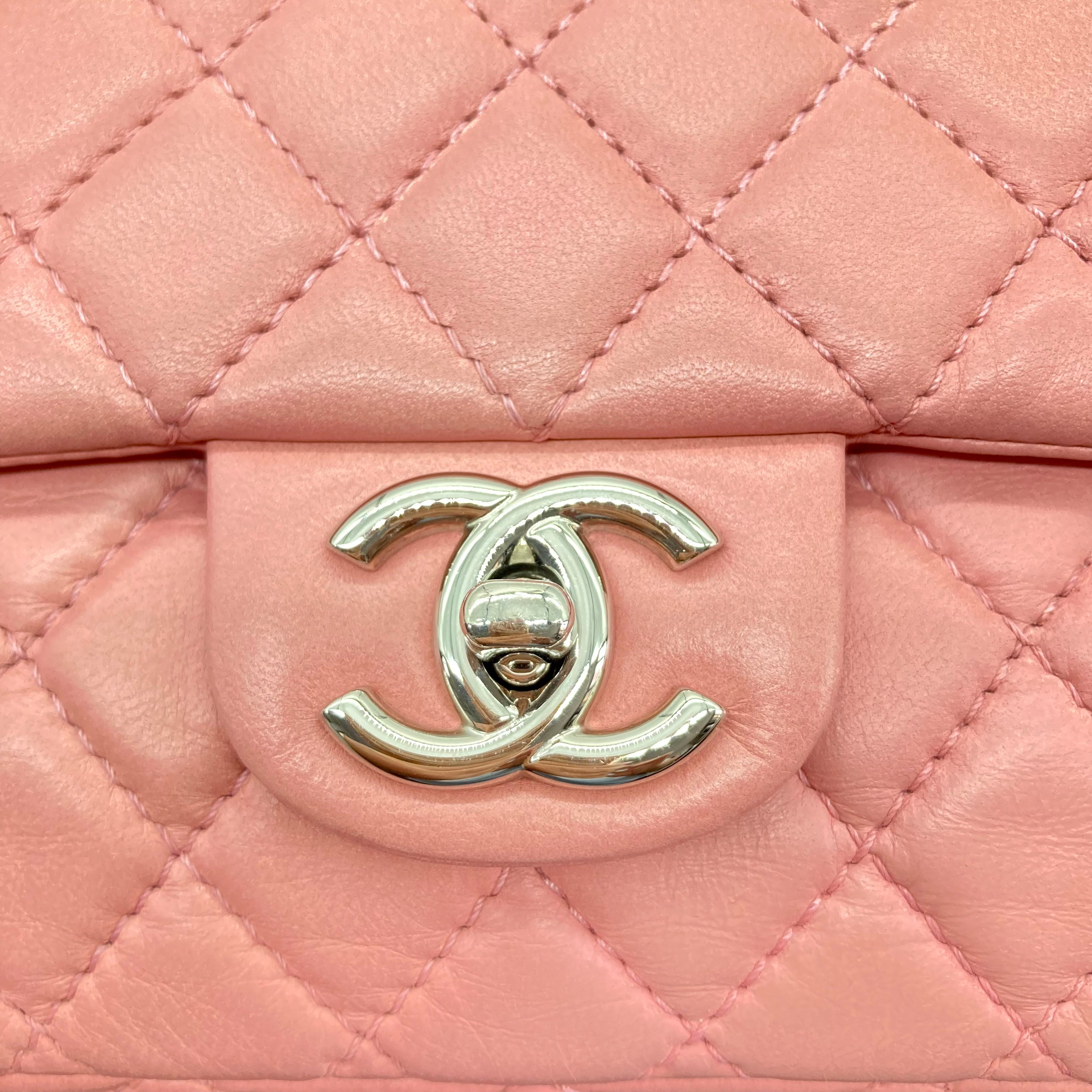 Chanel Lambskin Quilted Double Flap Small Pink (12***25)