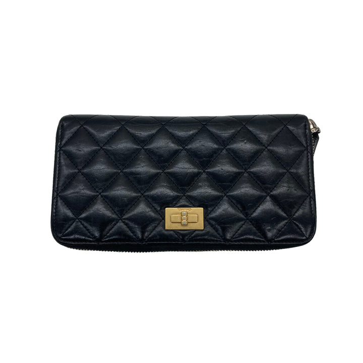 Chanel 2.55 Quilted Leather Zip Wallet Black (1874**196)