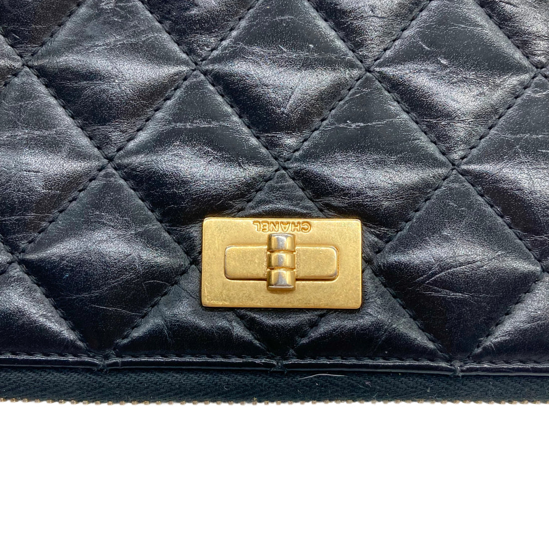 Chanel 2.55 Quilted Leather Zip Wallet Black (1874**196)