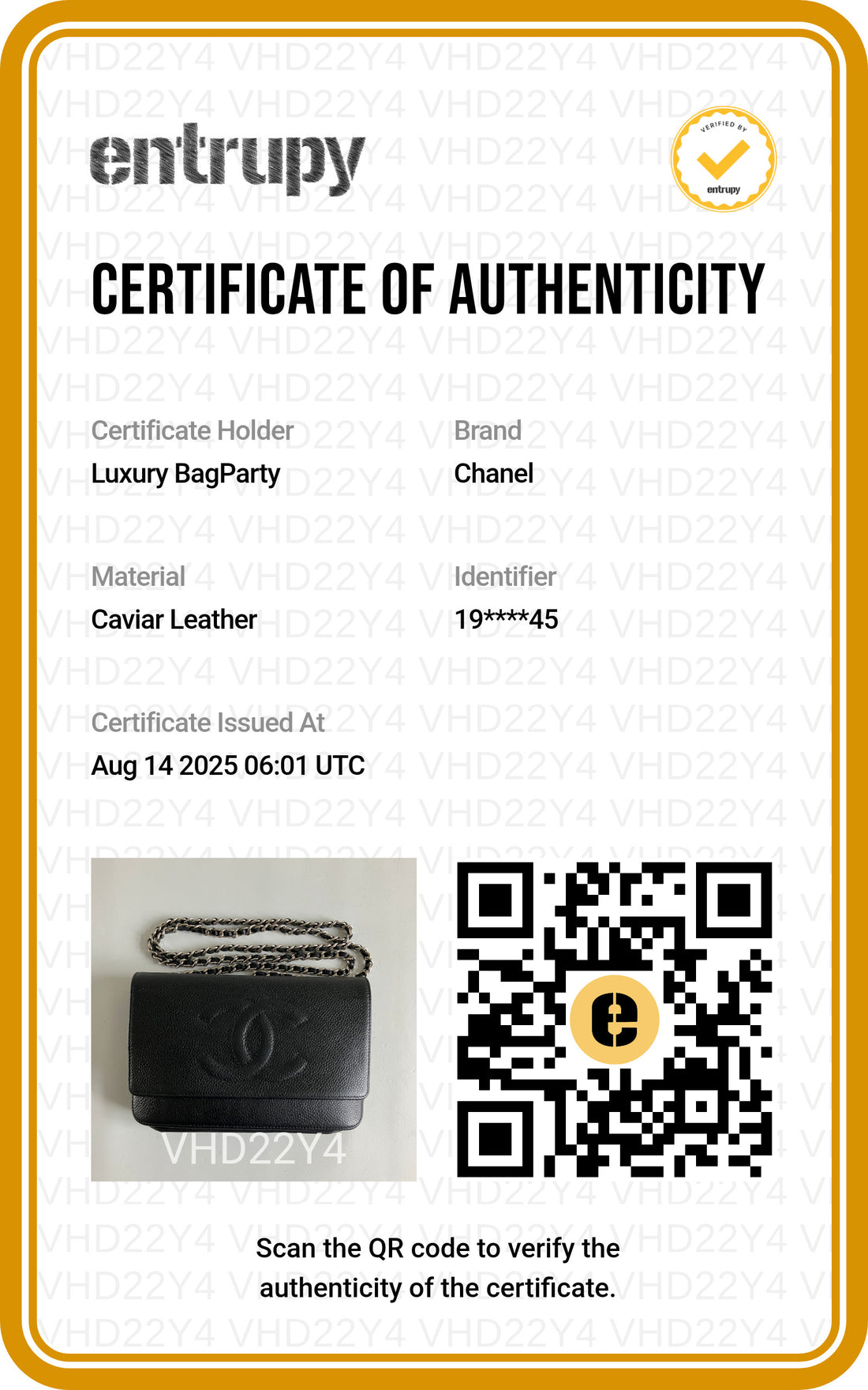 Chanel Caviar CC Wallet on Chain Leather Black (19***45)