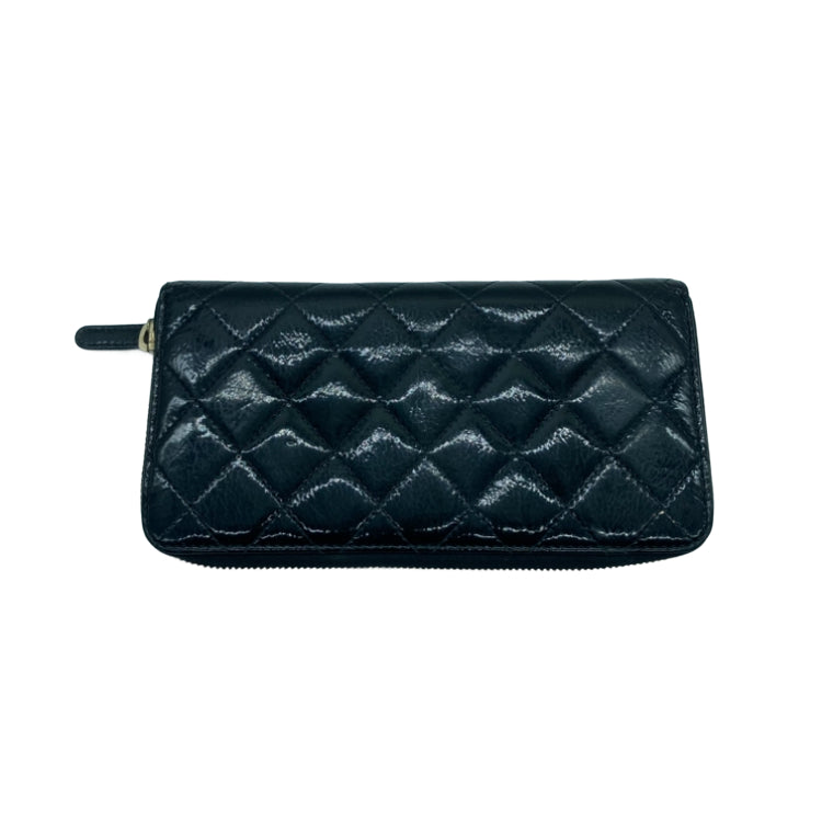 Chanel 2.55 Quilted Patent Zip Wallet Black (185***96)CC353