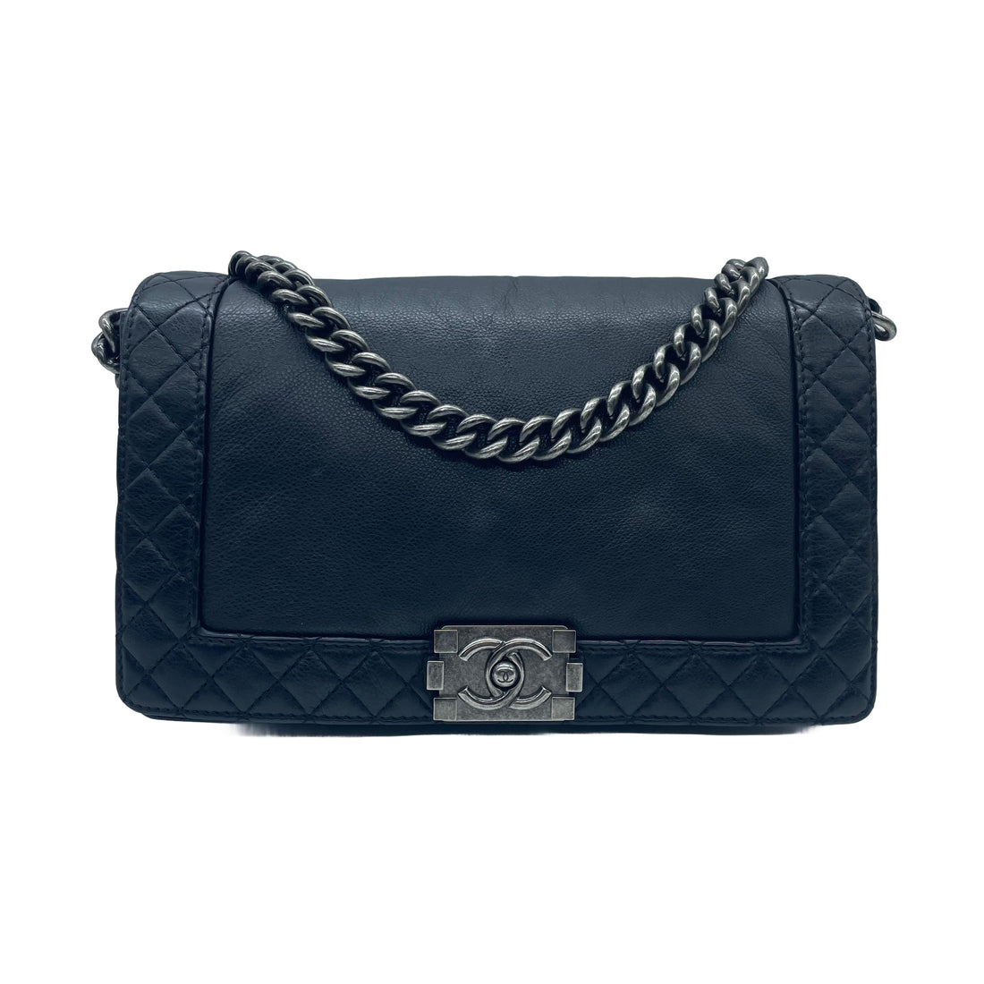 Chanel Quilted Reverso Boy Medium Black SHW (18***81)